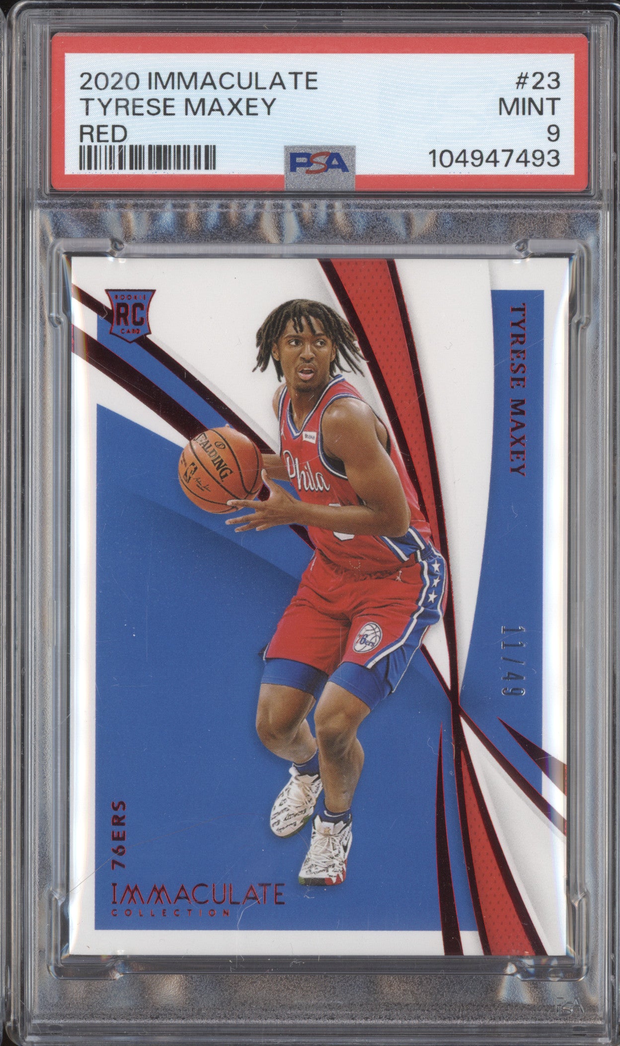 Tyrese Maxey 2020-21 Panini Immaculate 23 Red RC 11/49 PSA 9