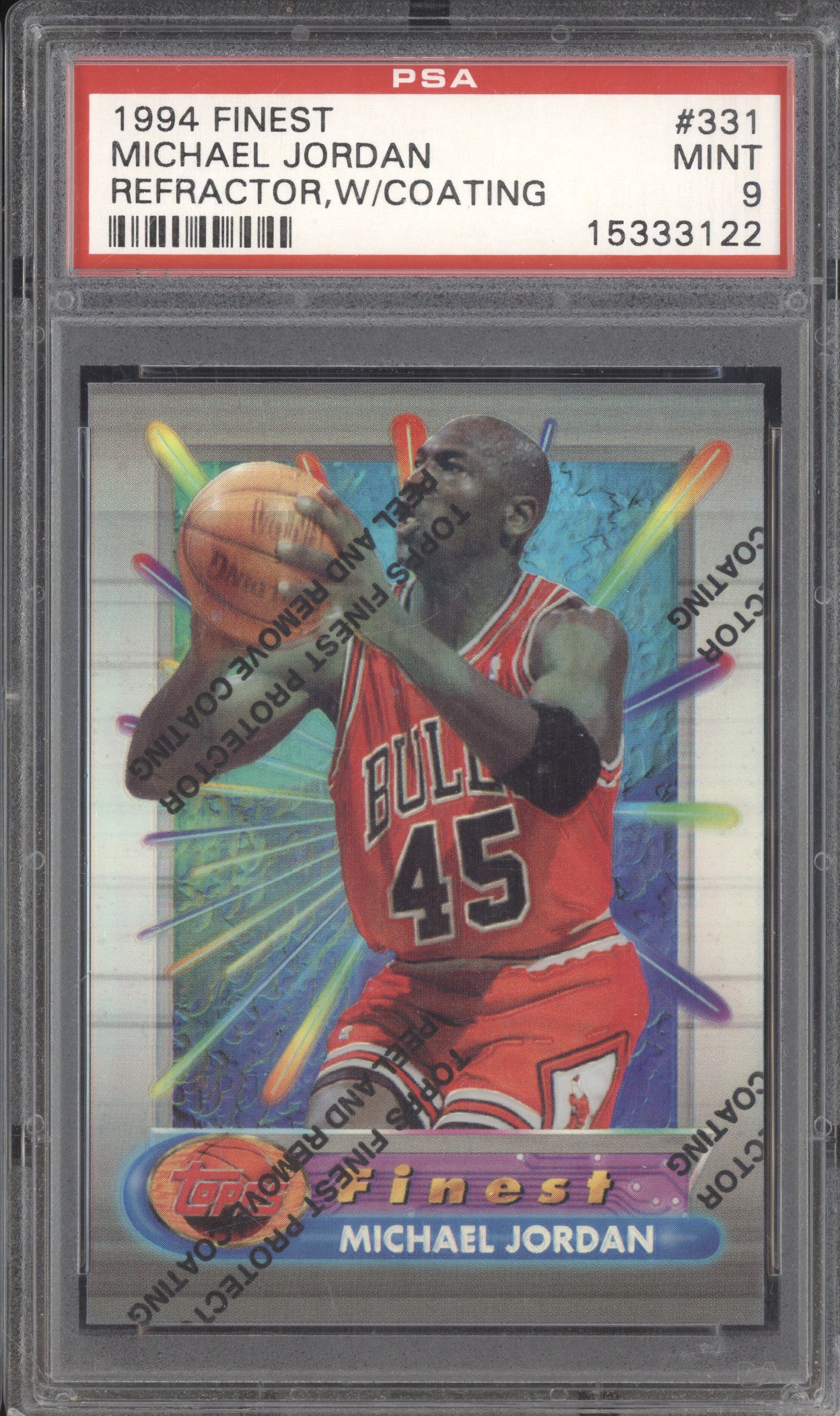 Michael Jordan 1994-95 Topps Finest 331 Refractor with Coating PSA 9