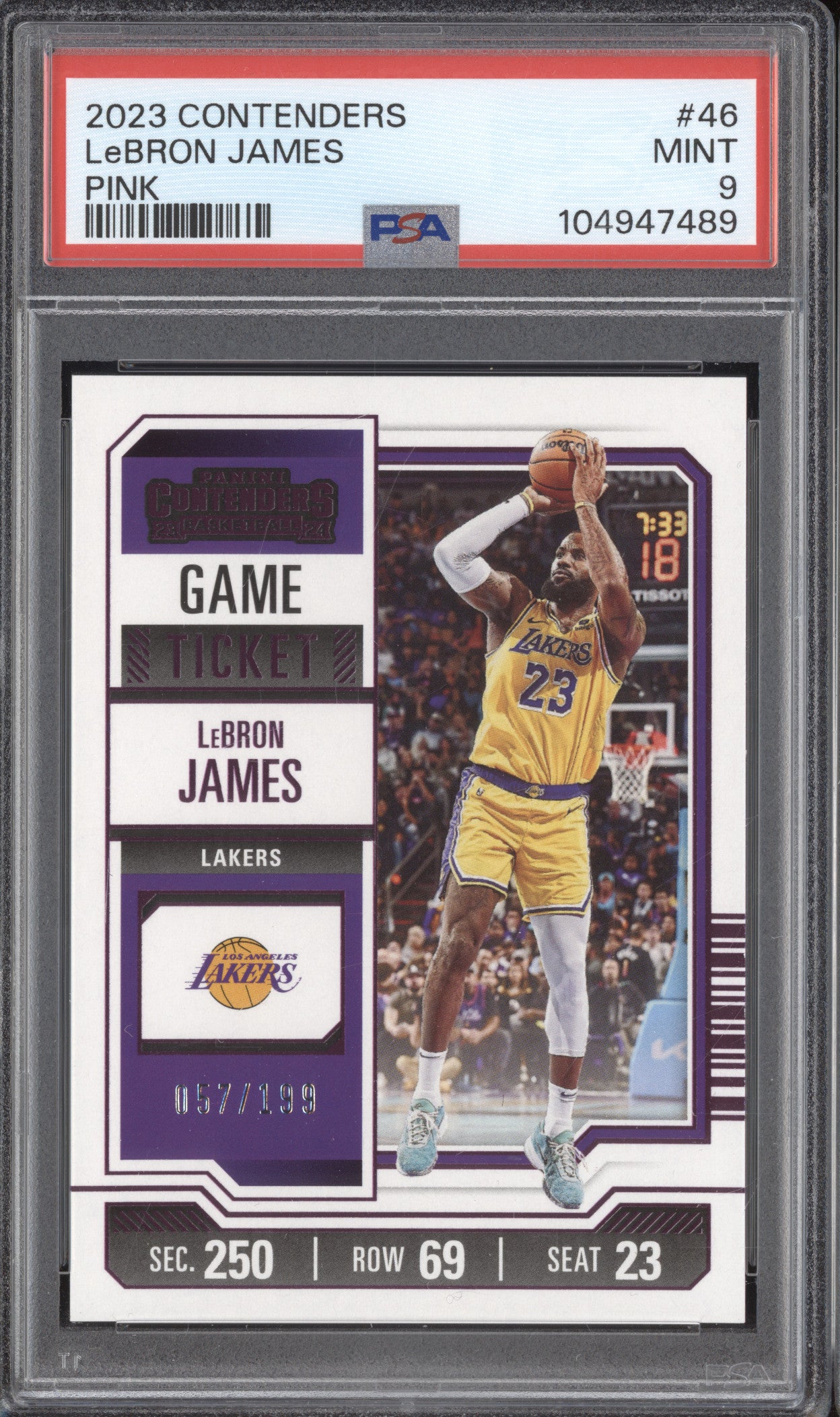 LeBron James 2023-24 Panini Contenders 46 Pink 57/199 PSA 9