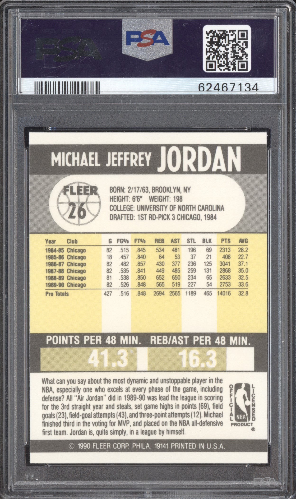 Michael Jordan 1990 Fleer 26 PSA 9