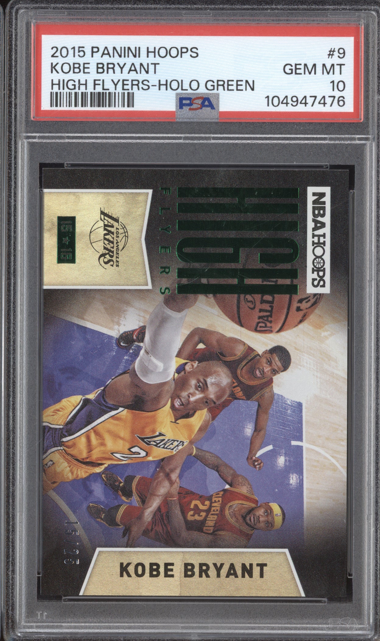 Kobe Bryant 2015-16 Panini Hoops 9 High Flyers Holo Green 15/25 PSA 10