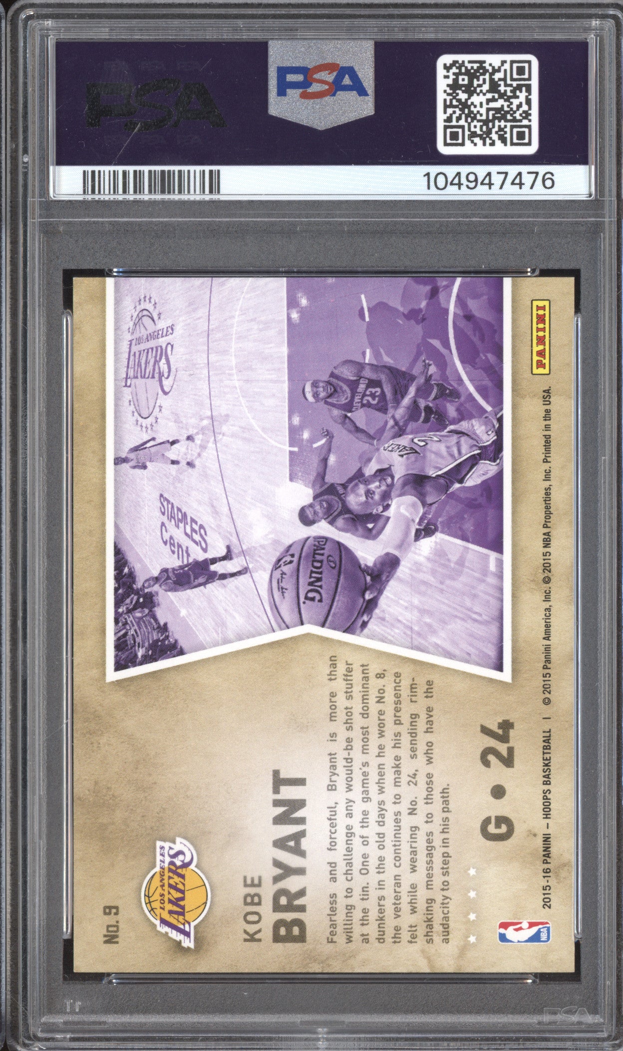 Kobe Bryant 2015-16 Panini Hoops 9 High Flyers Holo Green 15/25 PSA 10