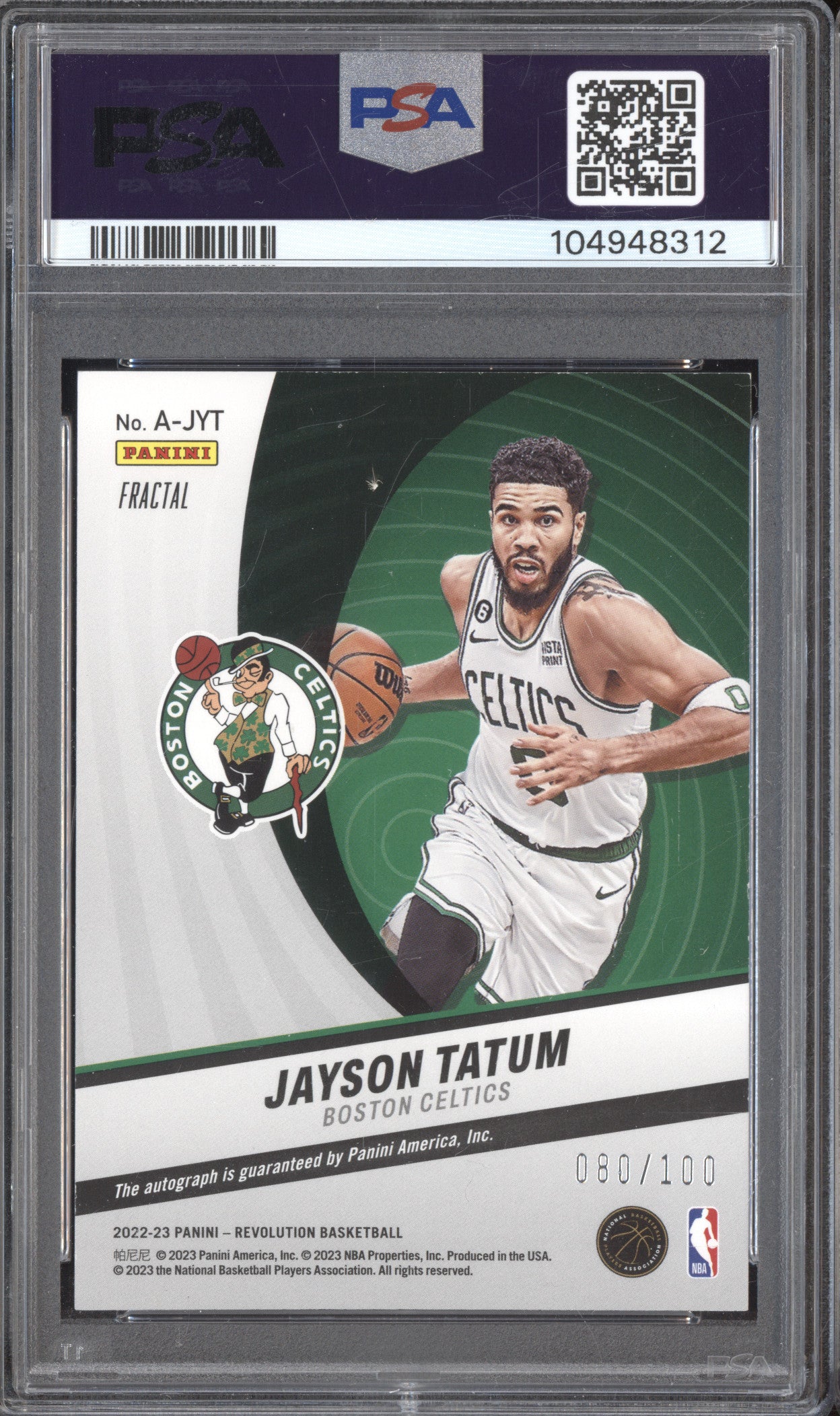 Jayson Tatum 2022-23 Panini Revolution A-JYT Auto Fractal 80/100 PSA 9