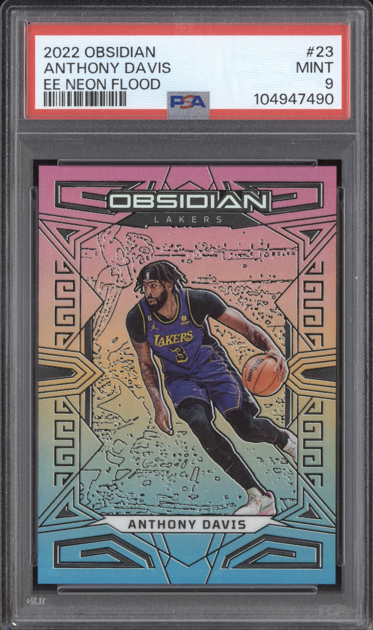 Anthony Davis 2022-23 Panini Obsidian 23 Electric Etch Neon Flood PSA 9