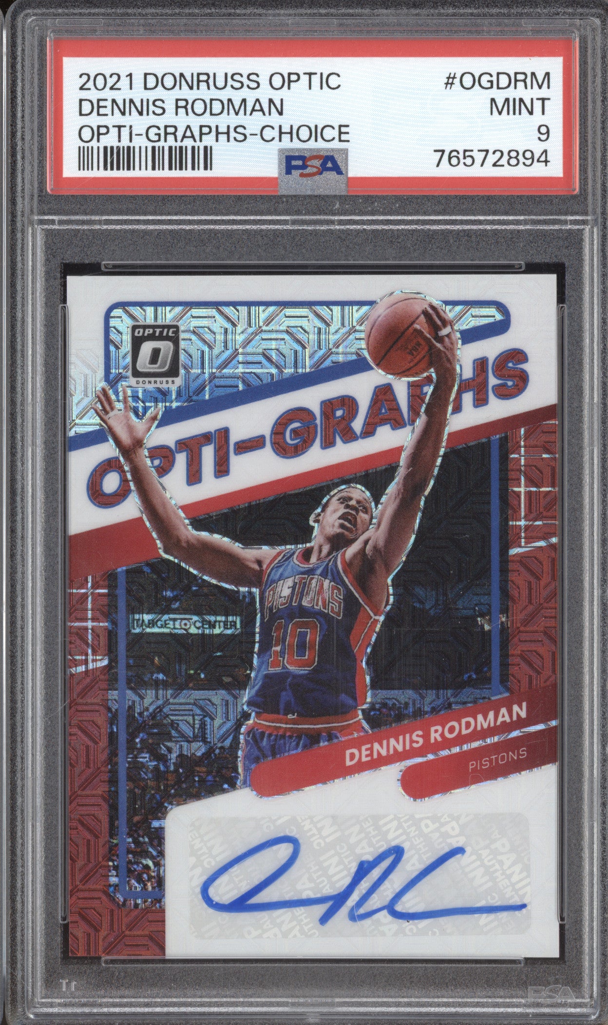 2021 Dennis Rodman Donruss Optic Opti-Graphs Choice Auto OGDRM PSA 9