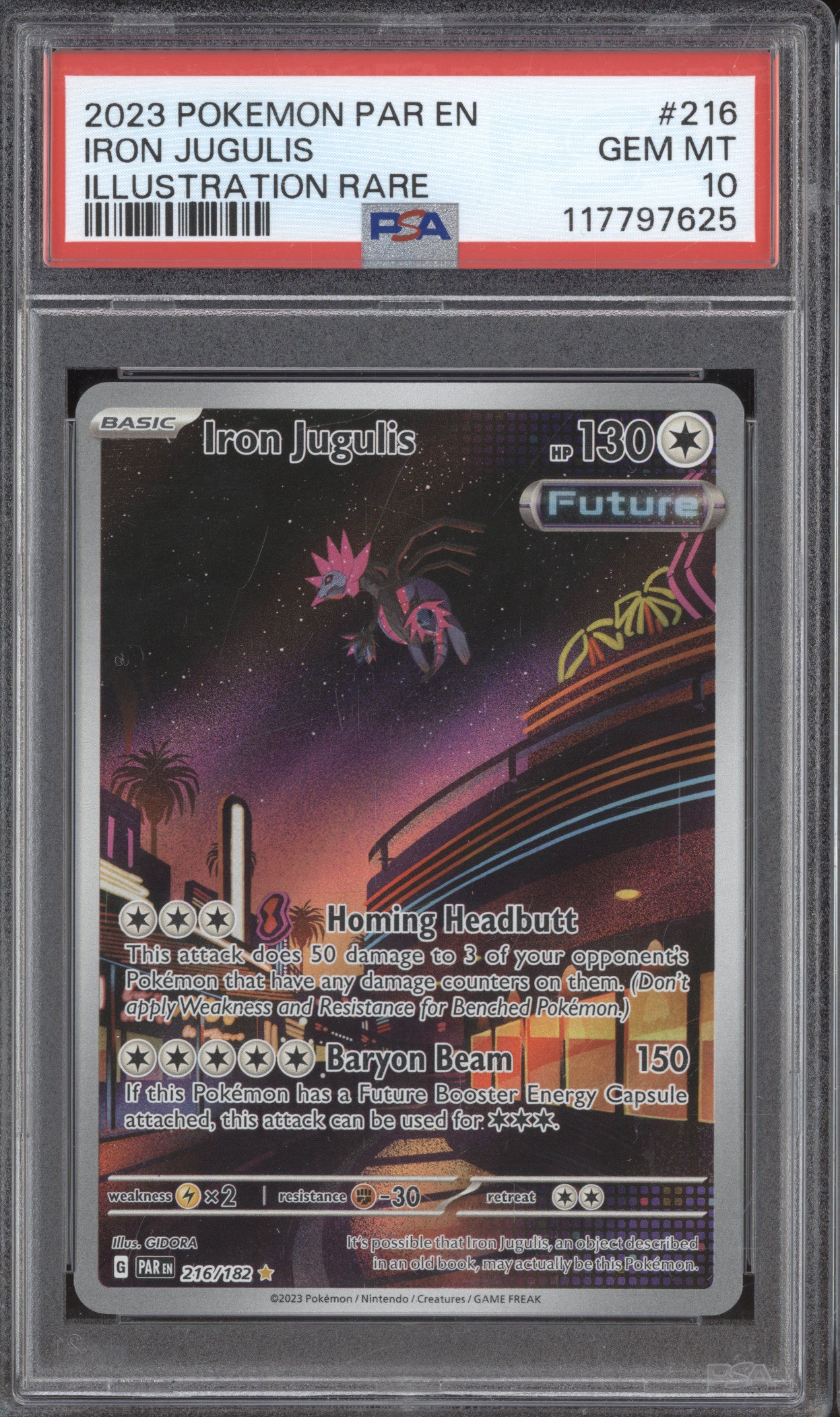 Iron Jugulis 2023 Pokemon Paradox Rift 216/182 Illustration Rare PSA 10