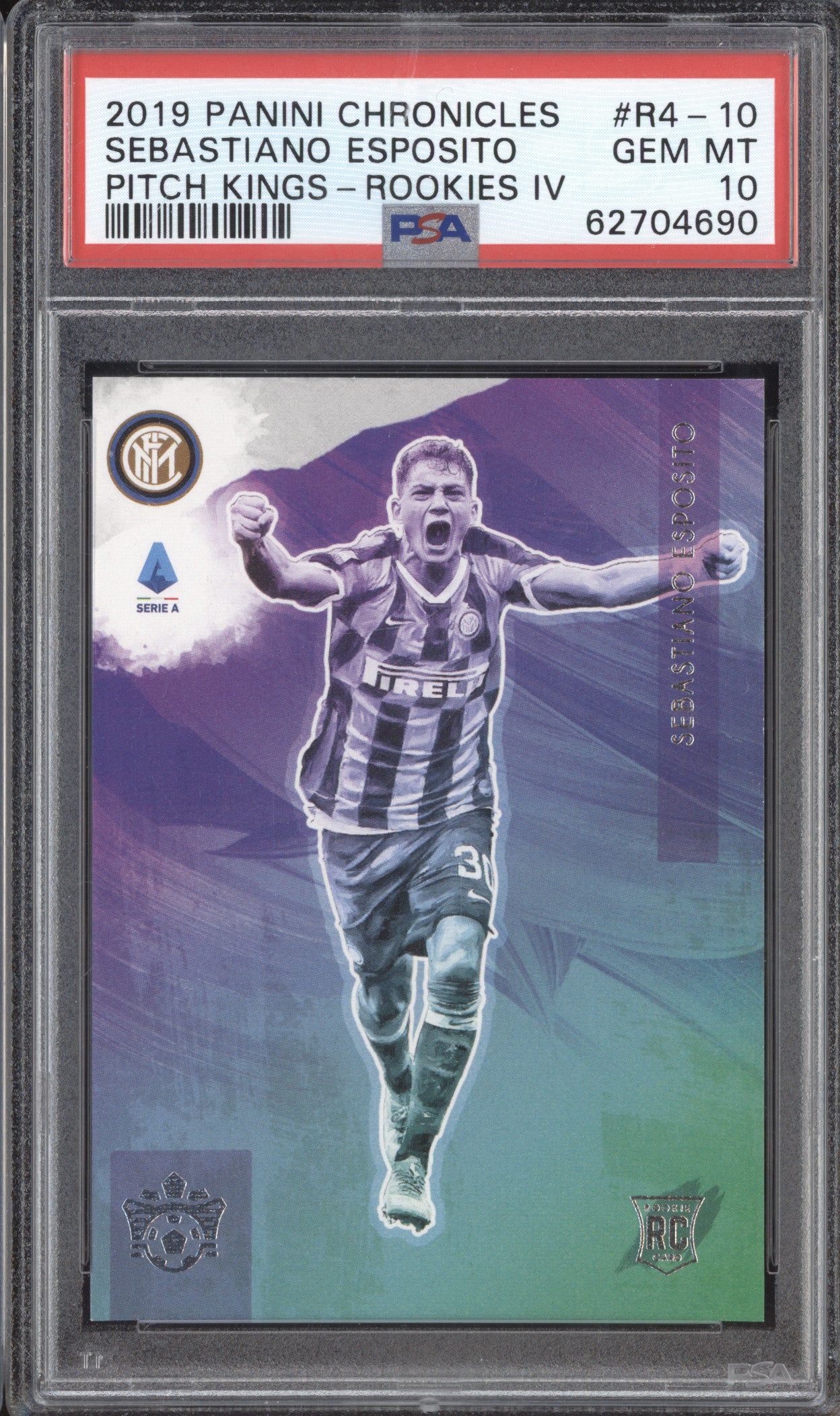 Sebastiano Esposito Panini Chronicles PL R4-10 Pitch Kings Rookies IV PSA 10