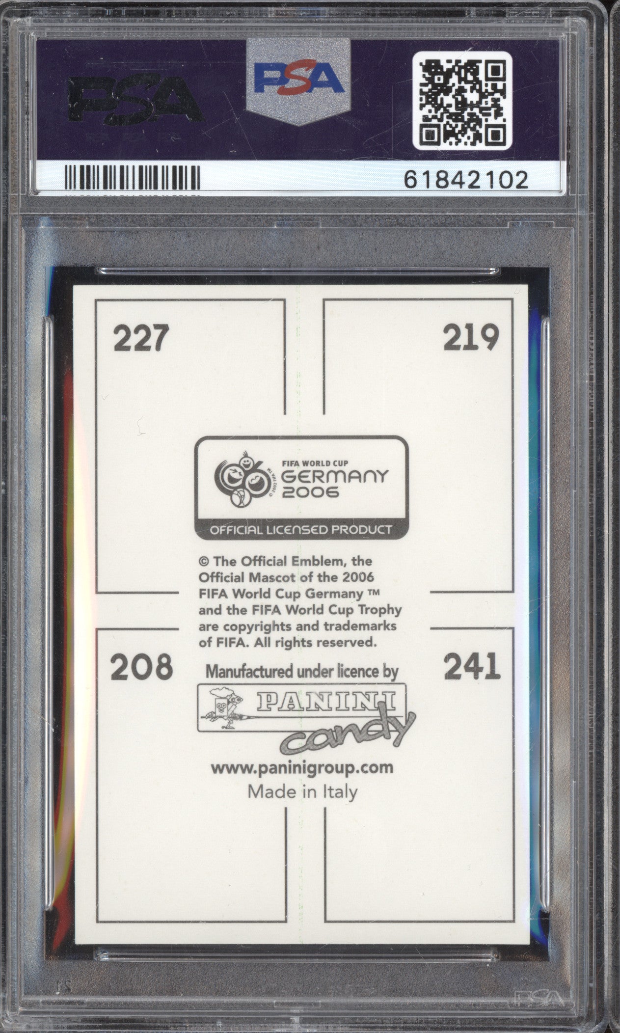 Ronaldo Tudor Cahill Koller 2006 Panini WC Germany Candy Album Panel PSA 9