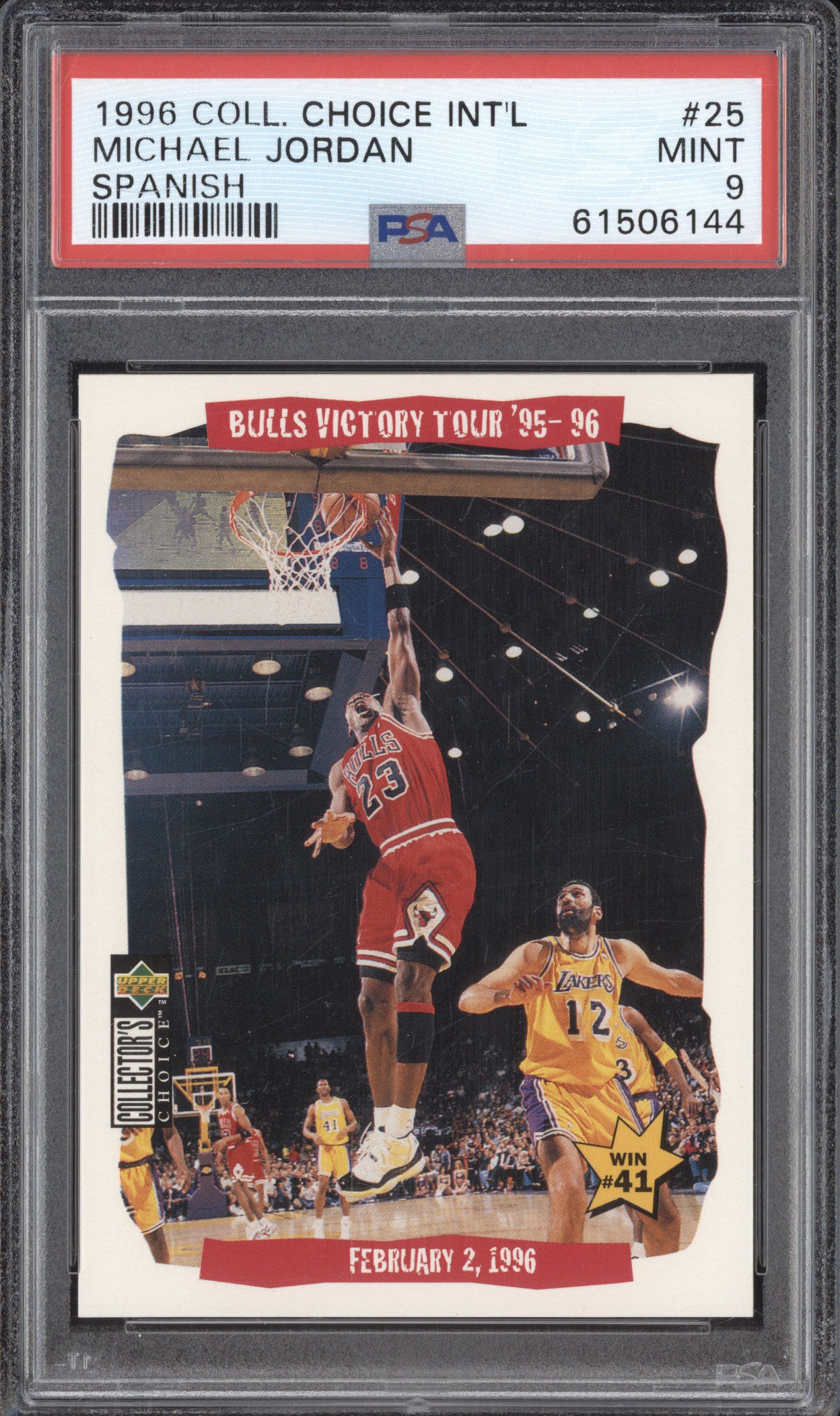 Michael Jordan 1996 Upper Deck Collector's Choice International 25 Spanish PSA 9