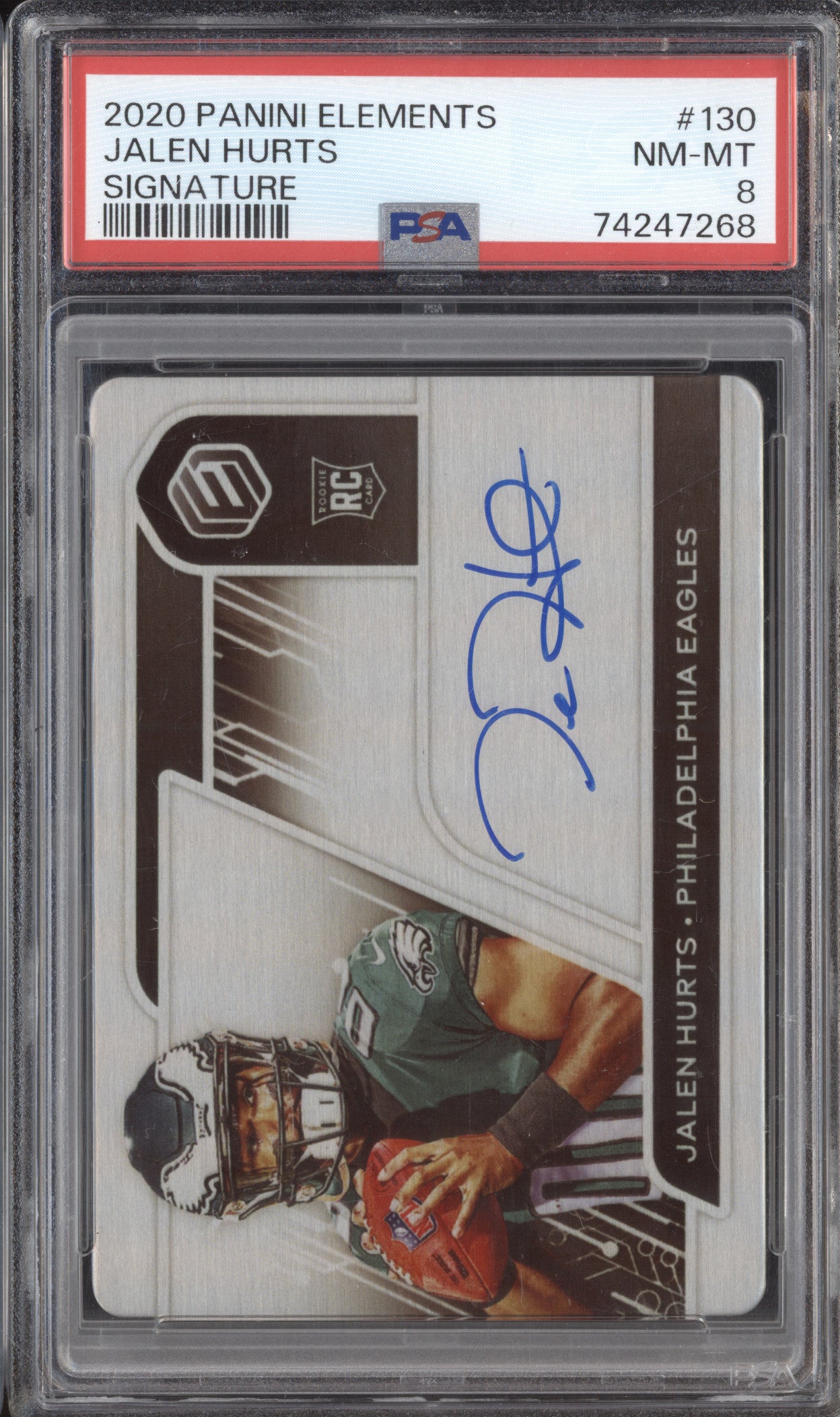 Jalen Hurts 2020 Panini Elements 130 Signature RC 83/99 PSA 8