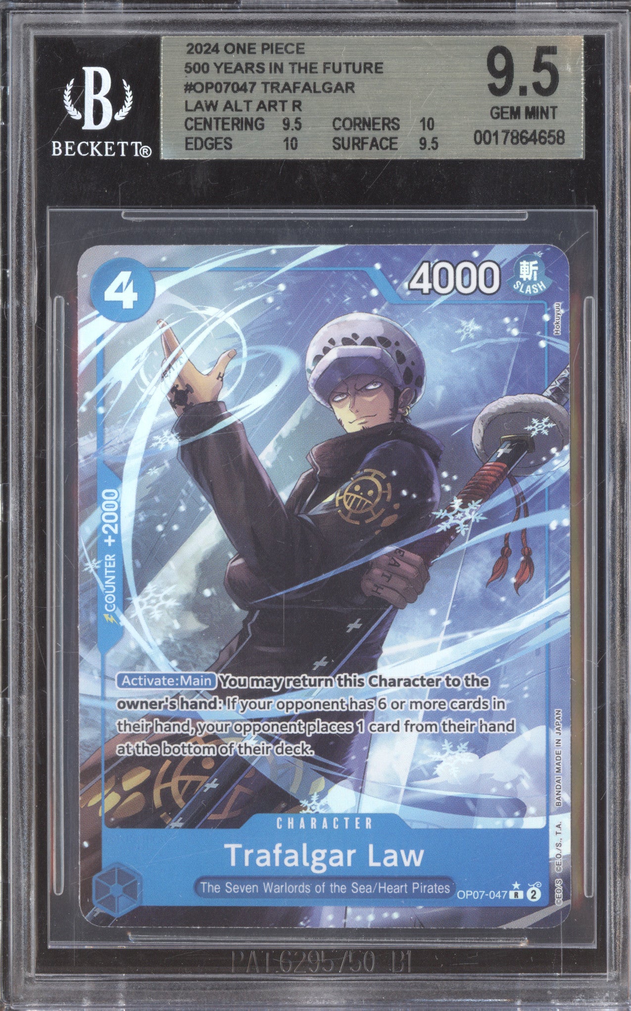 Trafalgar Law One Piece 500 Years in the Future OP07-047 Rare Alt Art BGS 9.5