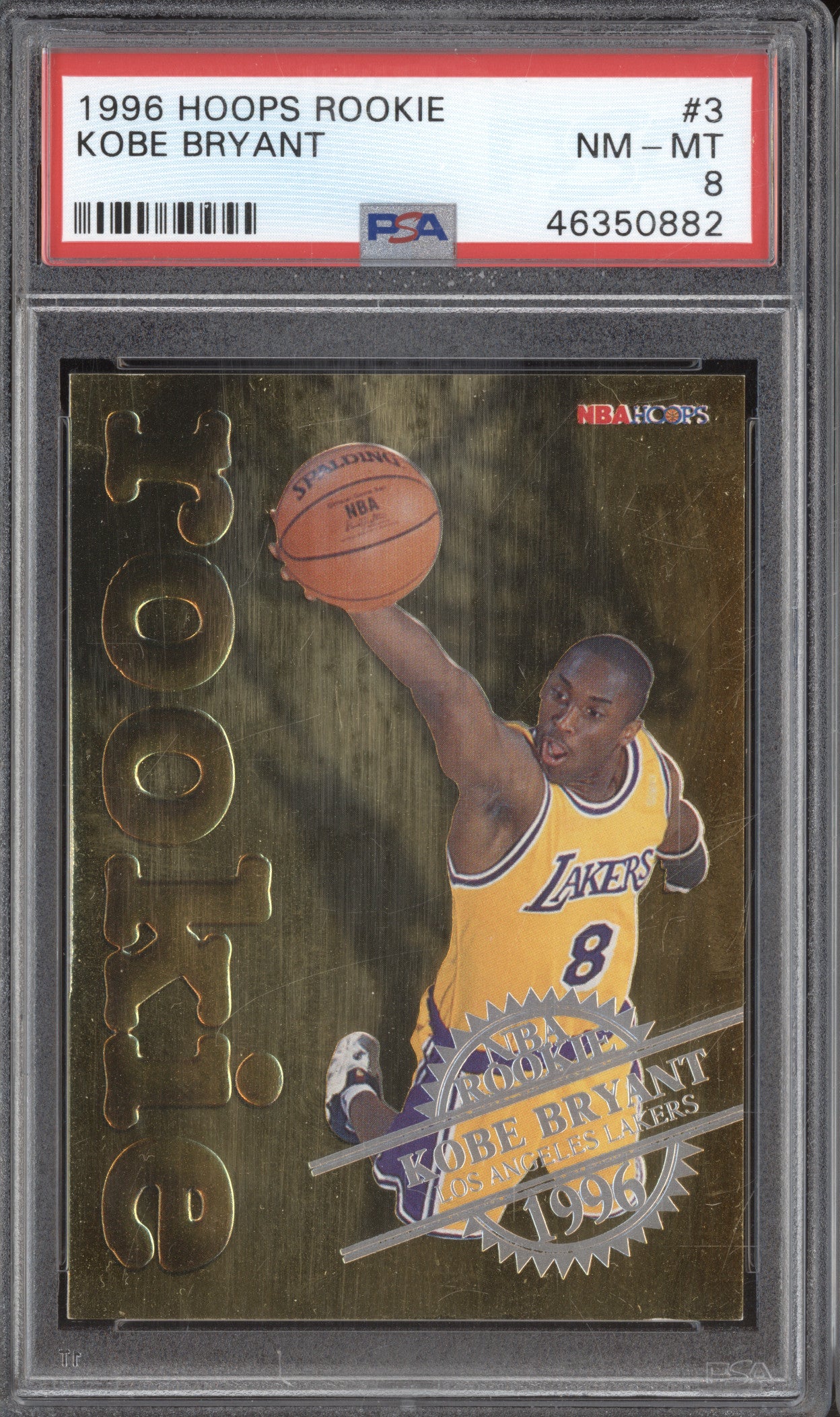 1996 Hoops 3 Kobe Bryant Gold Foil RC PSA 8