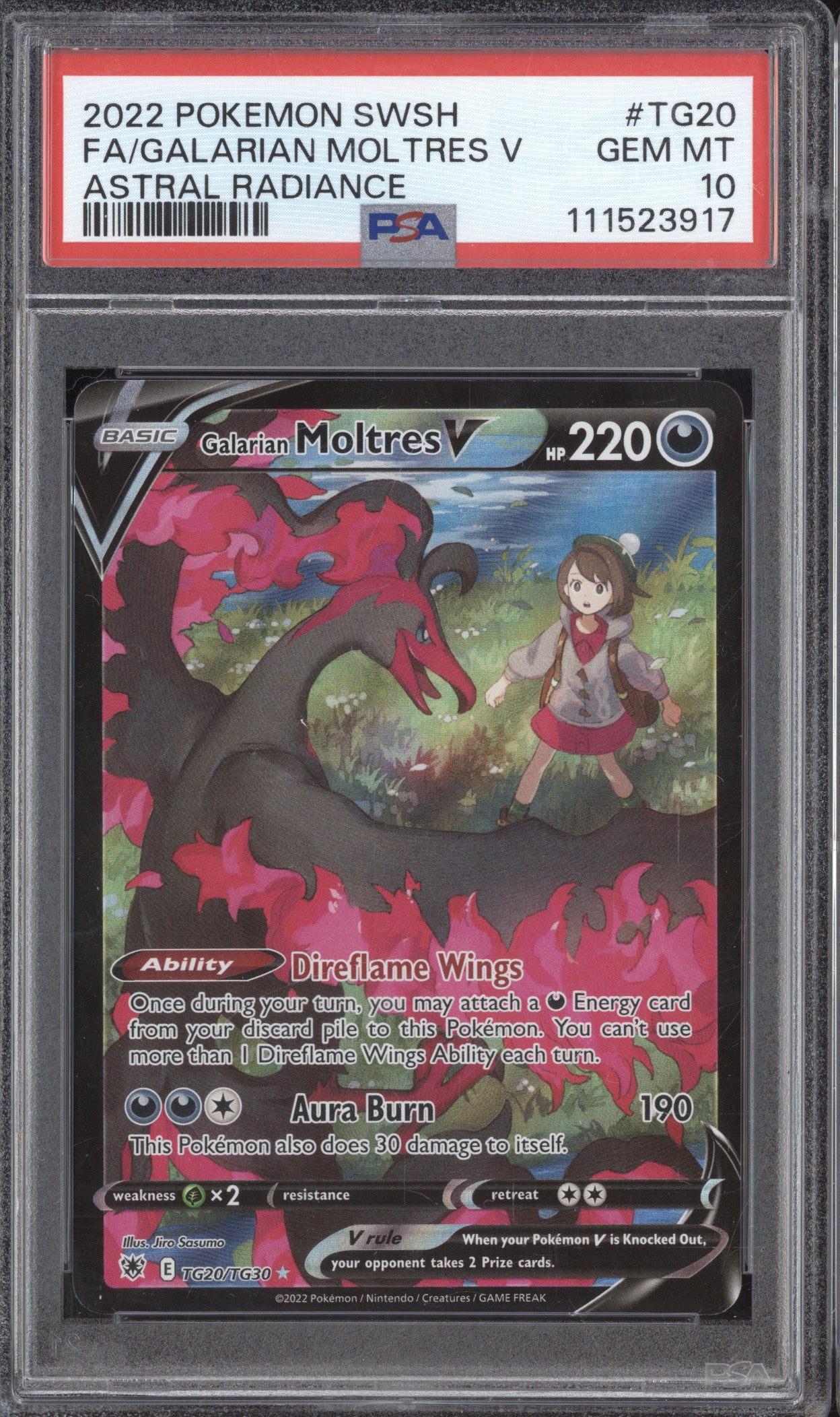 Galarian Moltres V 2022 Pokemon Astral Radiance TG20/TG30 Full Art PSA 10