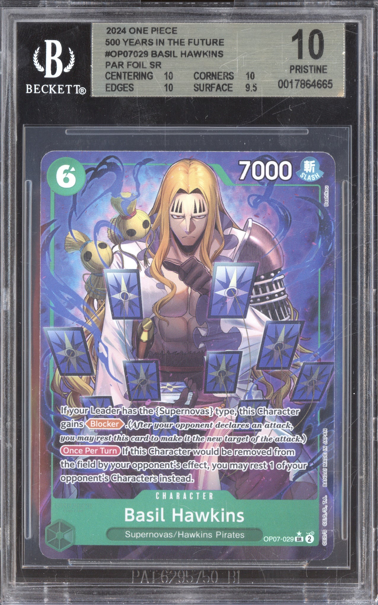 Basil Hawkins One Piece 500 Years in the Future OP07-029 SR Alt Art BGS 10