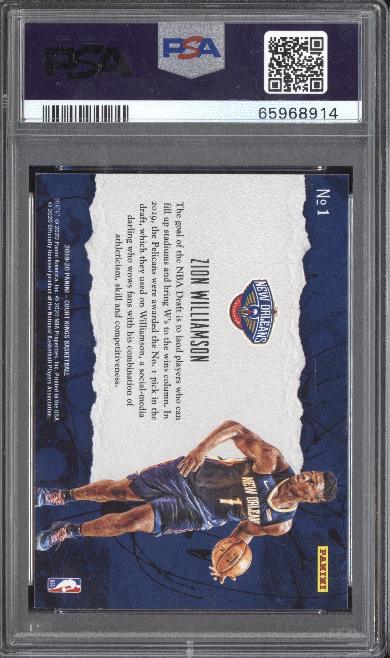 Zion Williamson 2019-20 Panini Court Kings 1 First Steps RC PSA 9