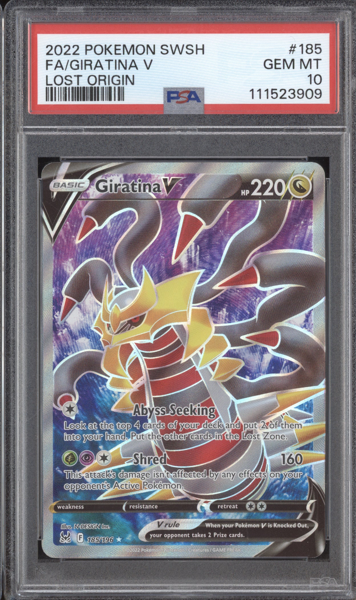 Giratina V 2022 Pokemon Lost Origin 185/196 Full Art PSA 10