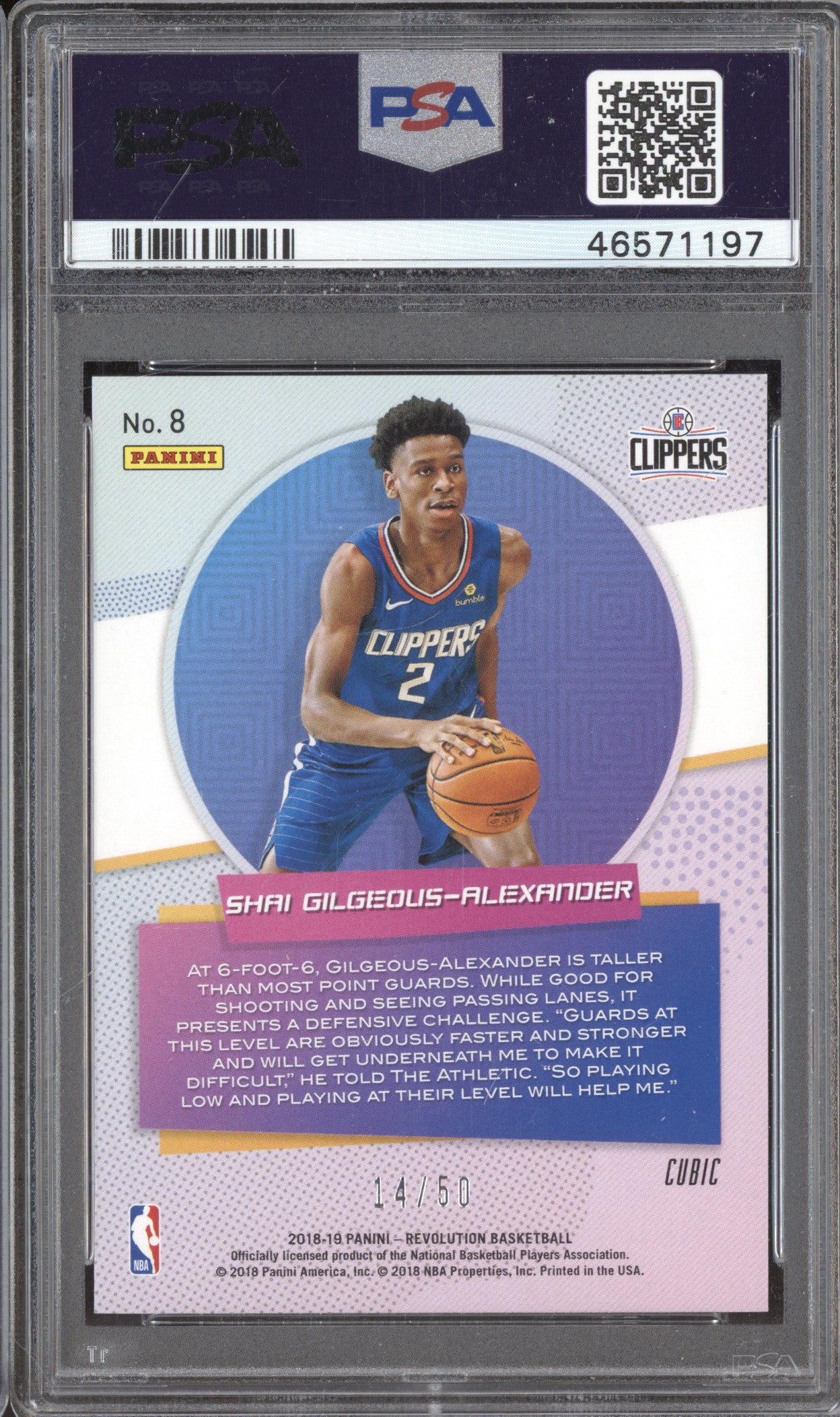 2018 Panini Revolution 8 Shai Gilgeous-Alexander Cubic RC PSA 9