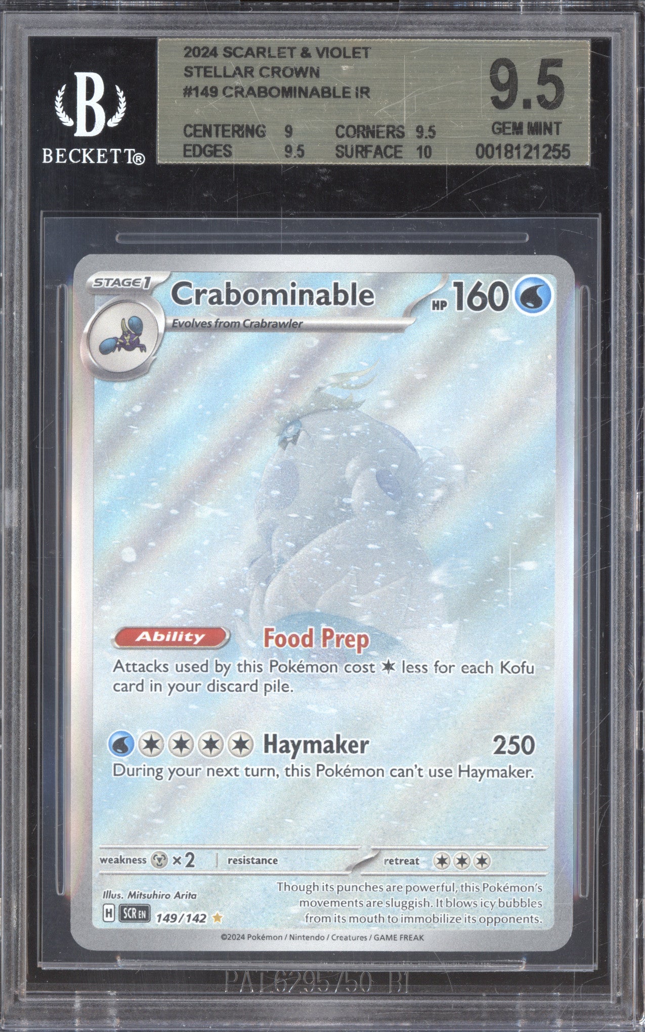 2024 Pokemon Stellar Crown 149 Crabominable Illustration Rare BGS 9.5