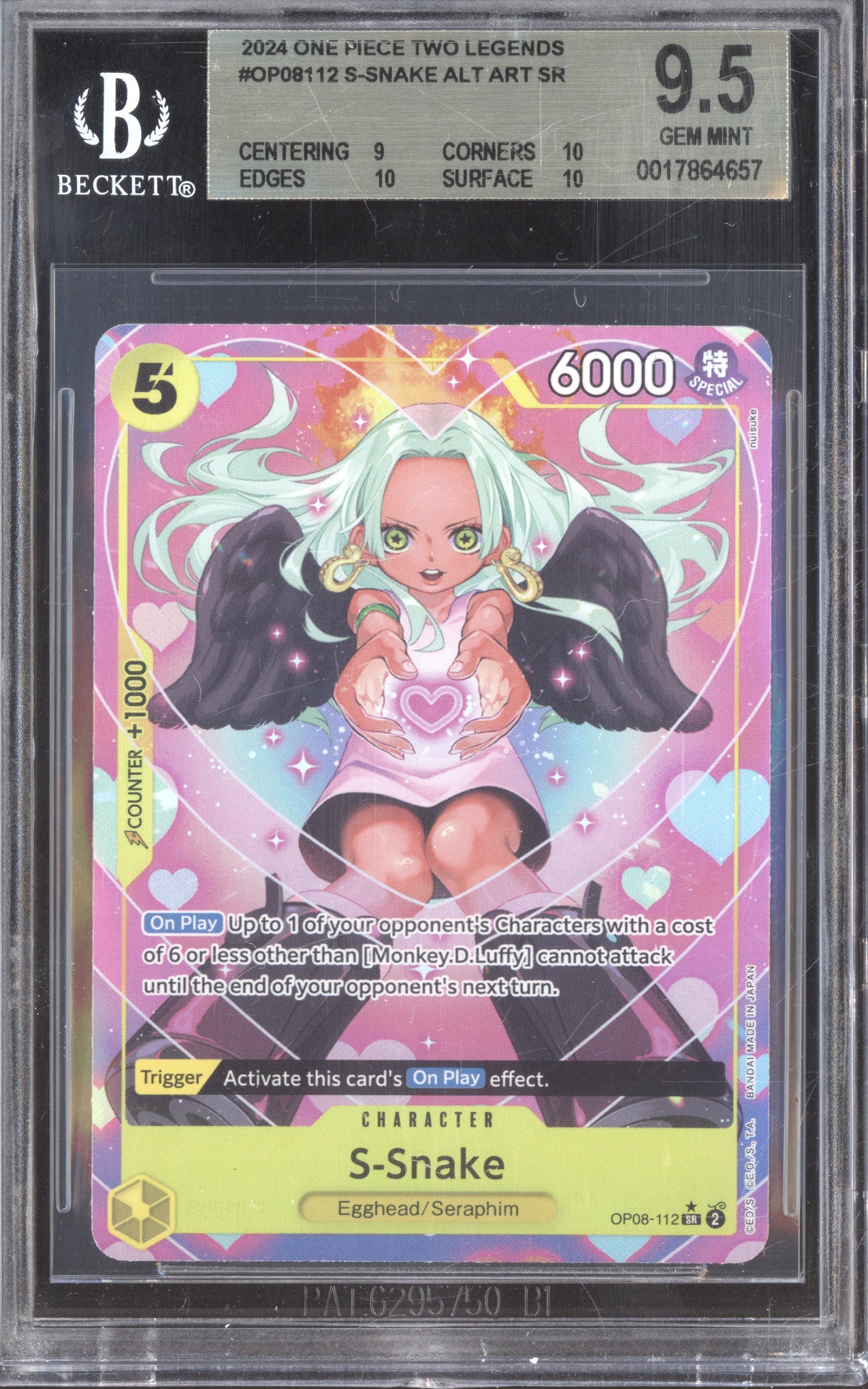 S-Snake 2024 One Piece Two Legends OP08-112 Super Rare Alt Art BGS 9.5