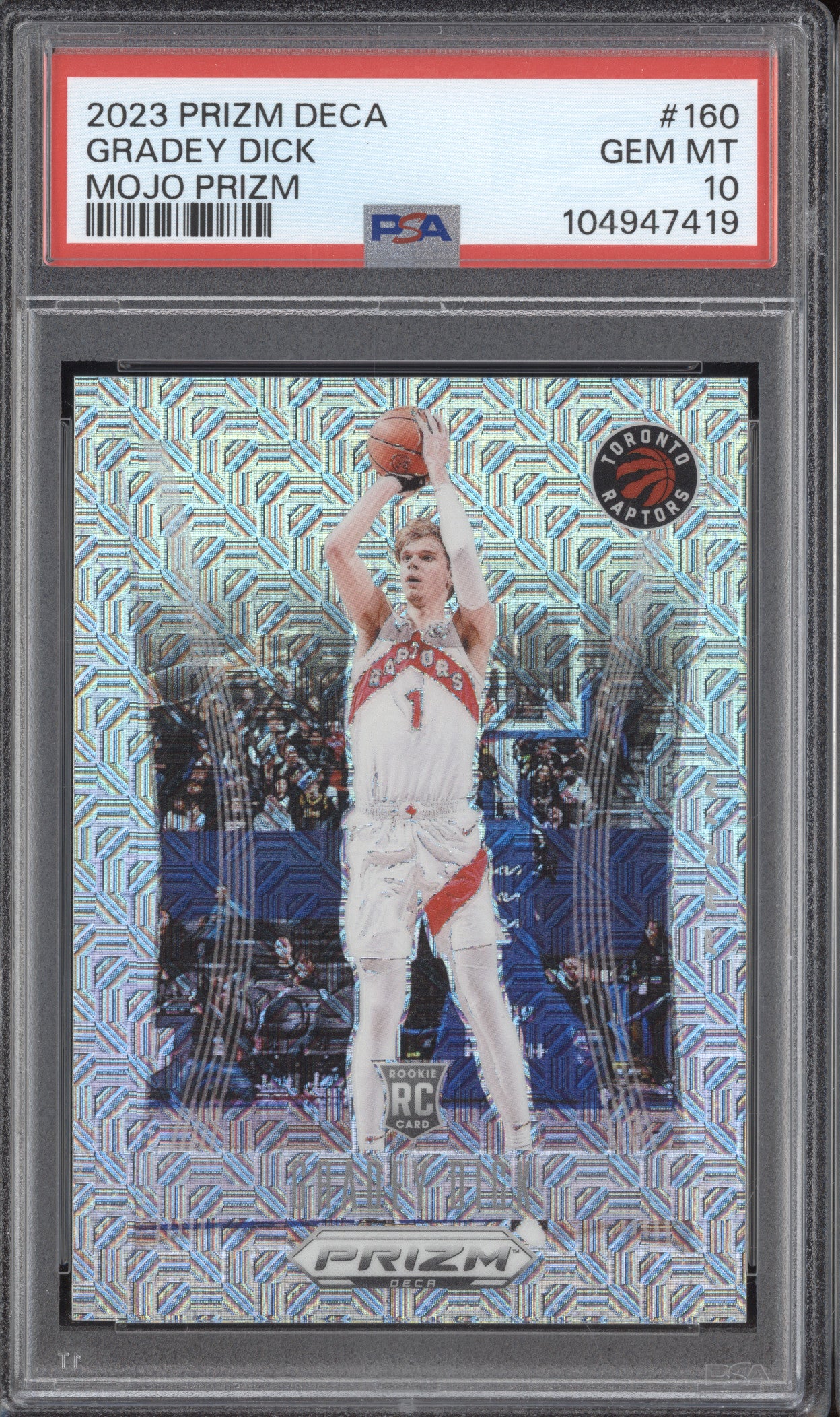 Gradey Dick 2023-24 Panini Prizm Deca 160 Mojo RC 23/25 PSA 10