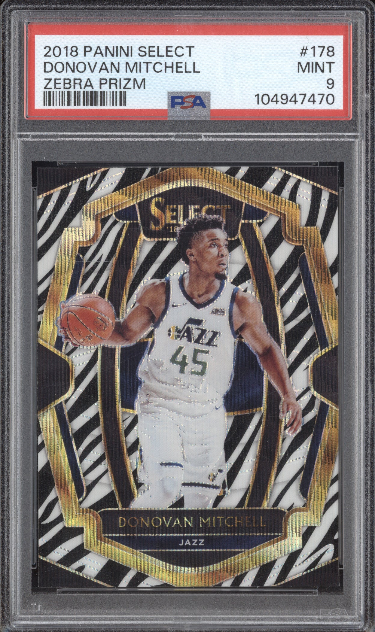 Donovan Mitchell 2018-19 Panini Select 178 Zebra PSA 9
