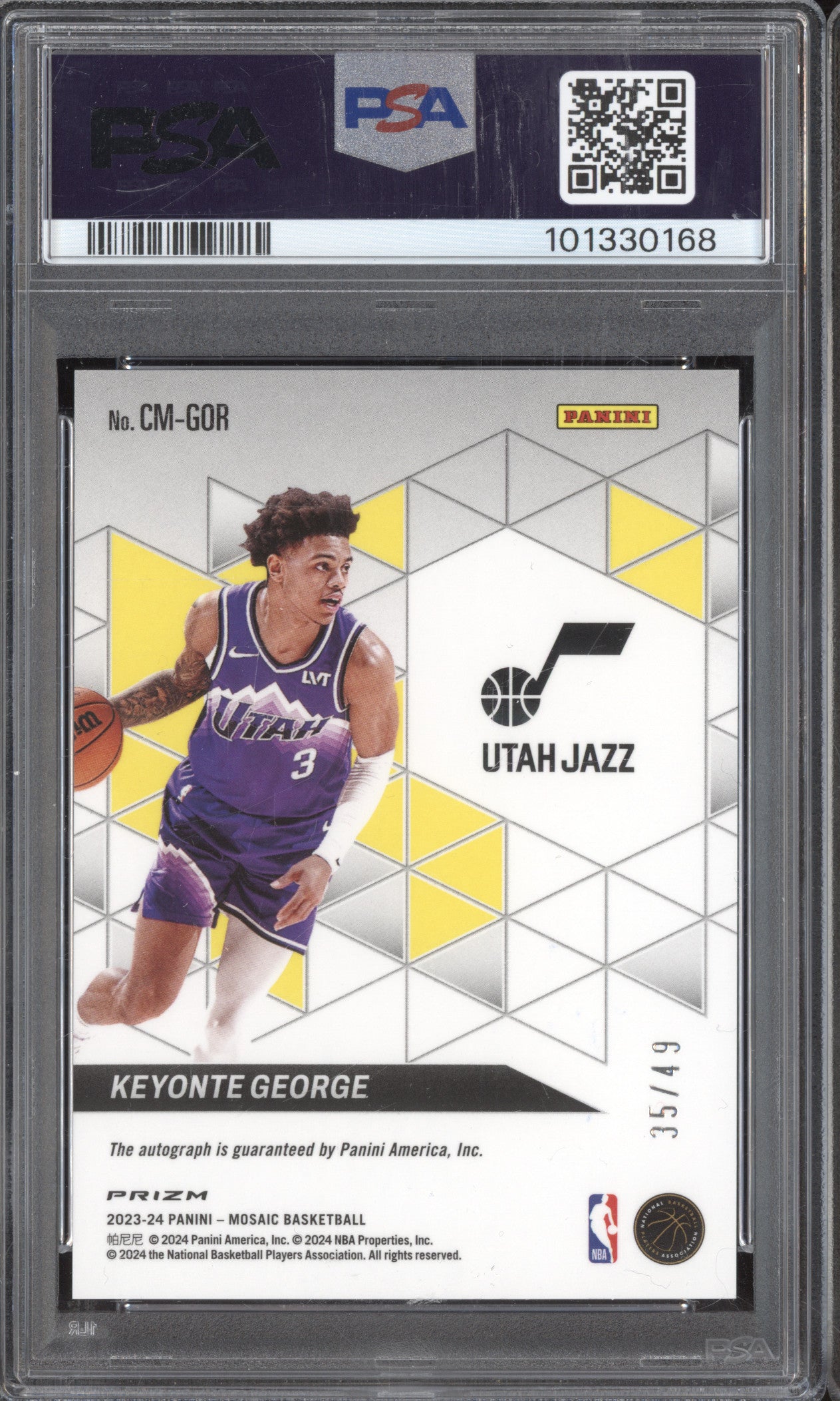 Keyonte George 2023-24 Panini Mosaic CM-GOR Collage Auto Blue RC 35/49 PSA 10/10