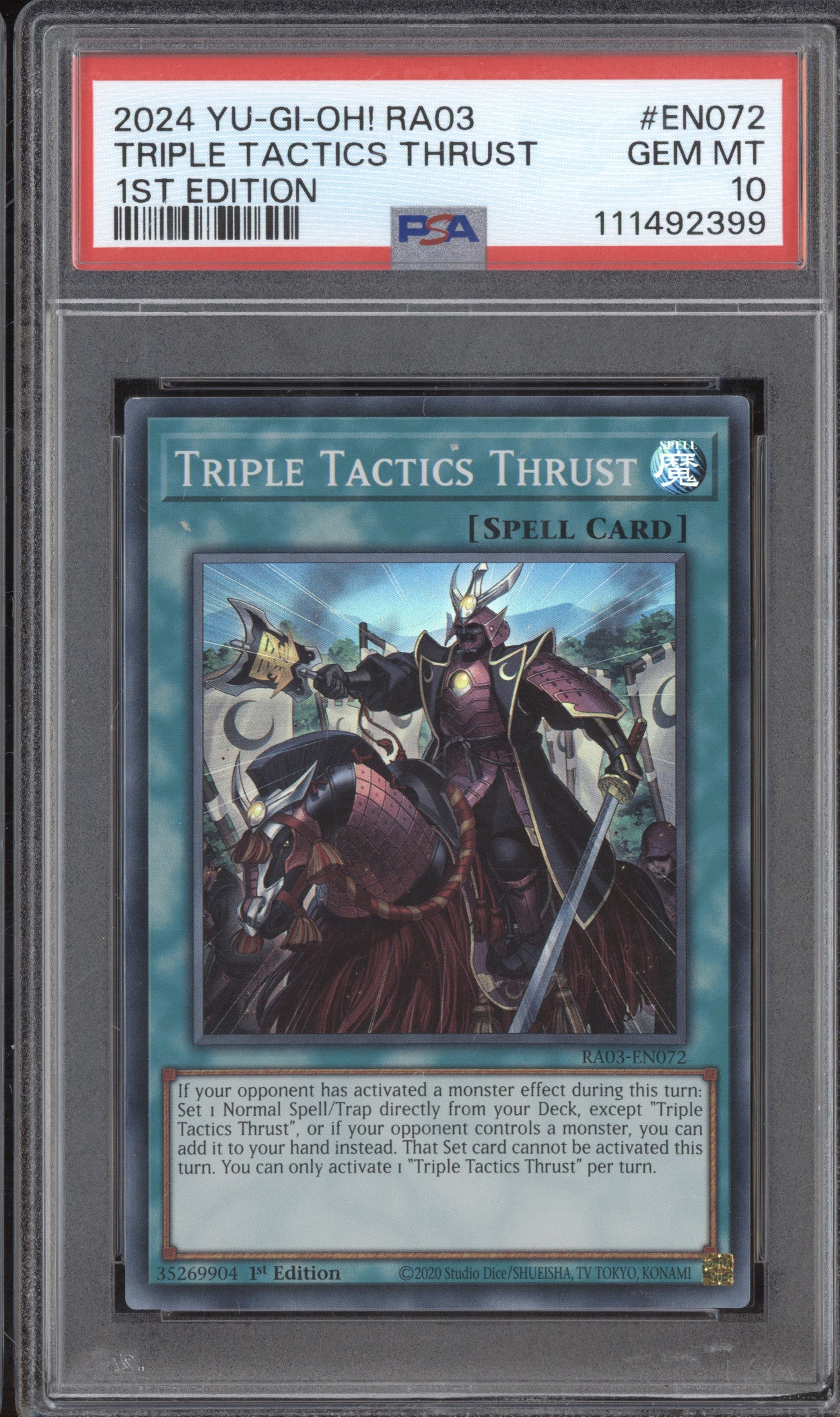 Triple Tactics Thrust YuGiOh Quarter Century Bonanza RA03-EN072 1st Ed PSA 10