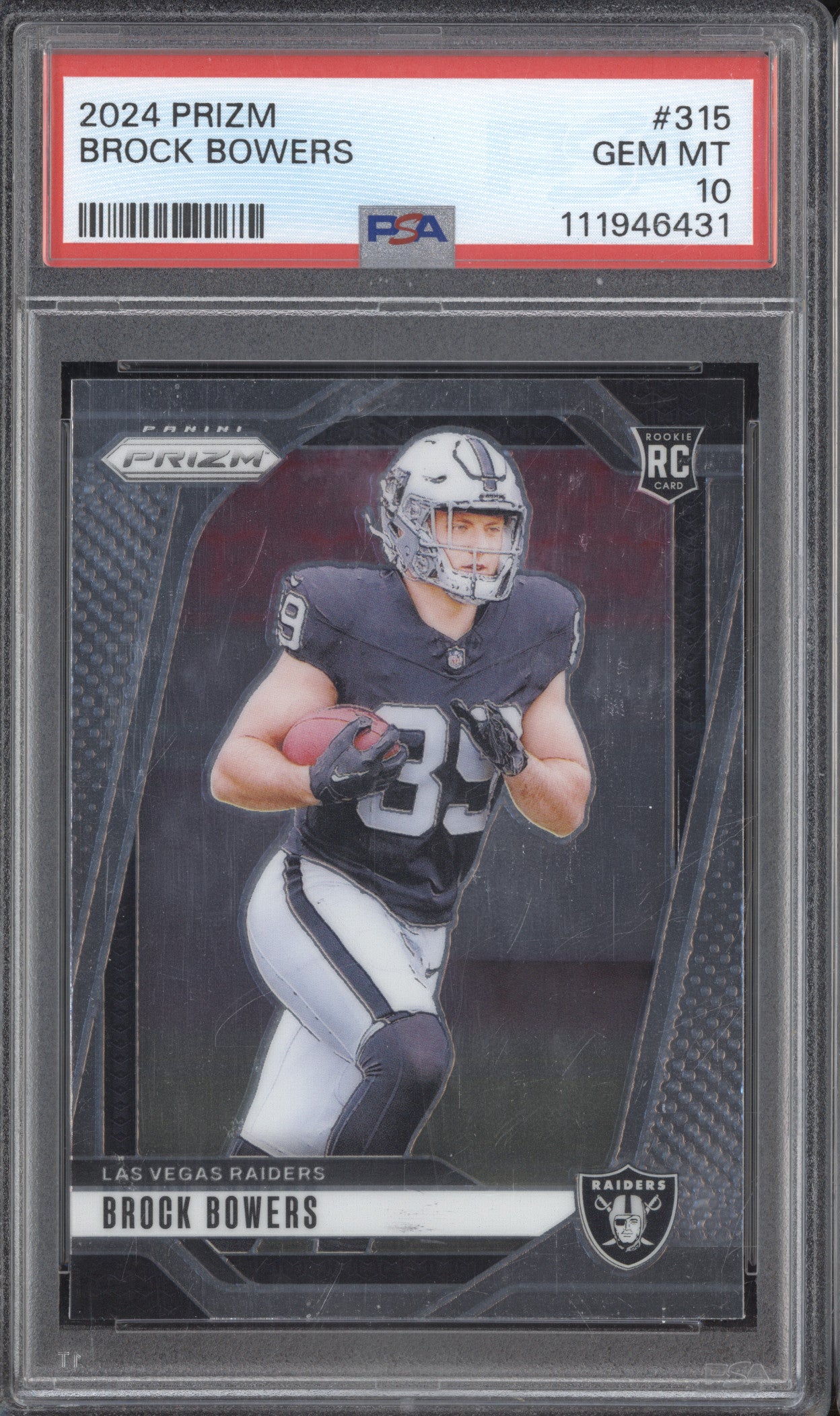 Brock Bowers 2024 Panini Prizm 315 RC PSA 10
