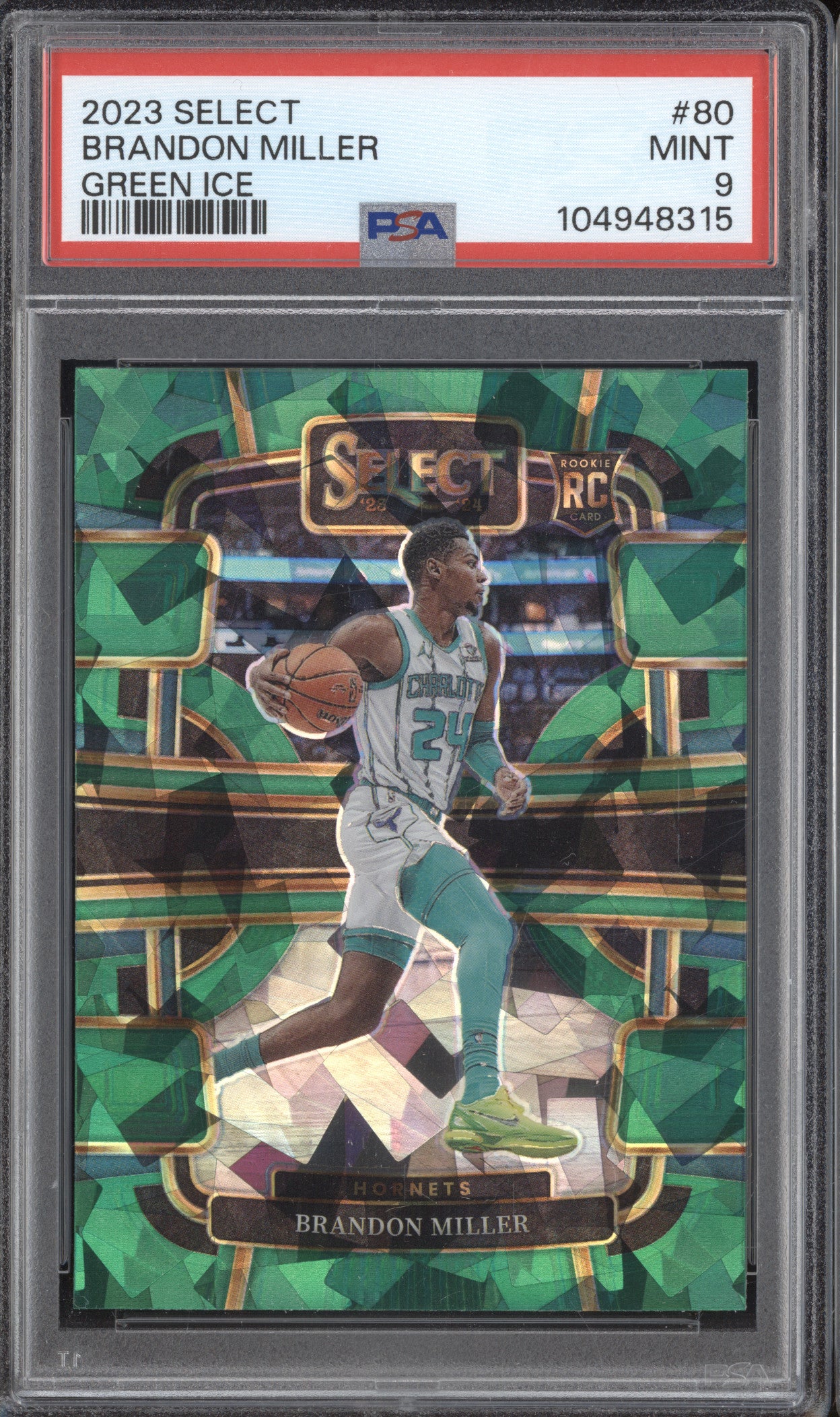 Brandon Miller 2023-24 Panini Select 80 Green Ice RC PSA 9