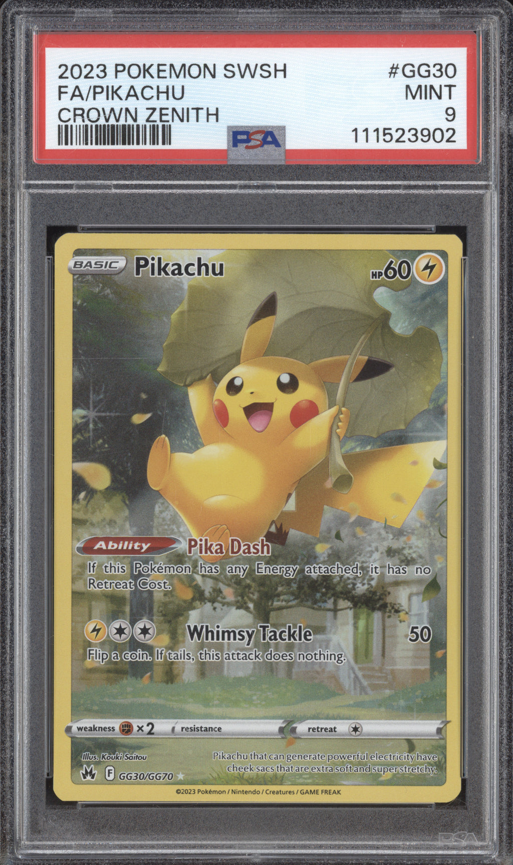 Pikachu 2023 Pokemon Crown Zenith GG30/GG70 Full Art PSA 9