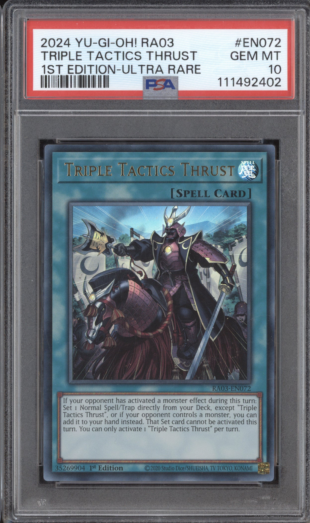 Triple Tactics Thrust YuGiOh Quarter Century Bonanza EN072 1st Ed UR PSA 10