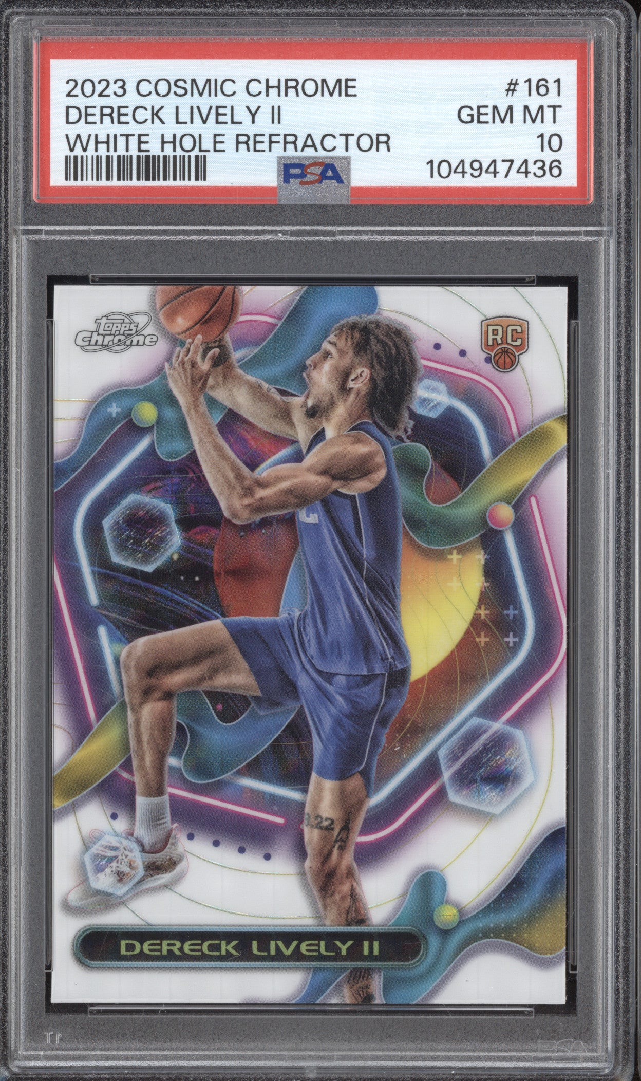 Dereck Lively 2023-24 Topps Cosmic Chrome 161 White Hole Refractor RC PSA 10