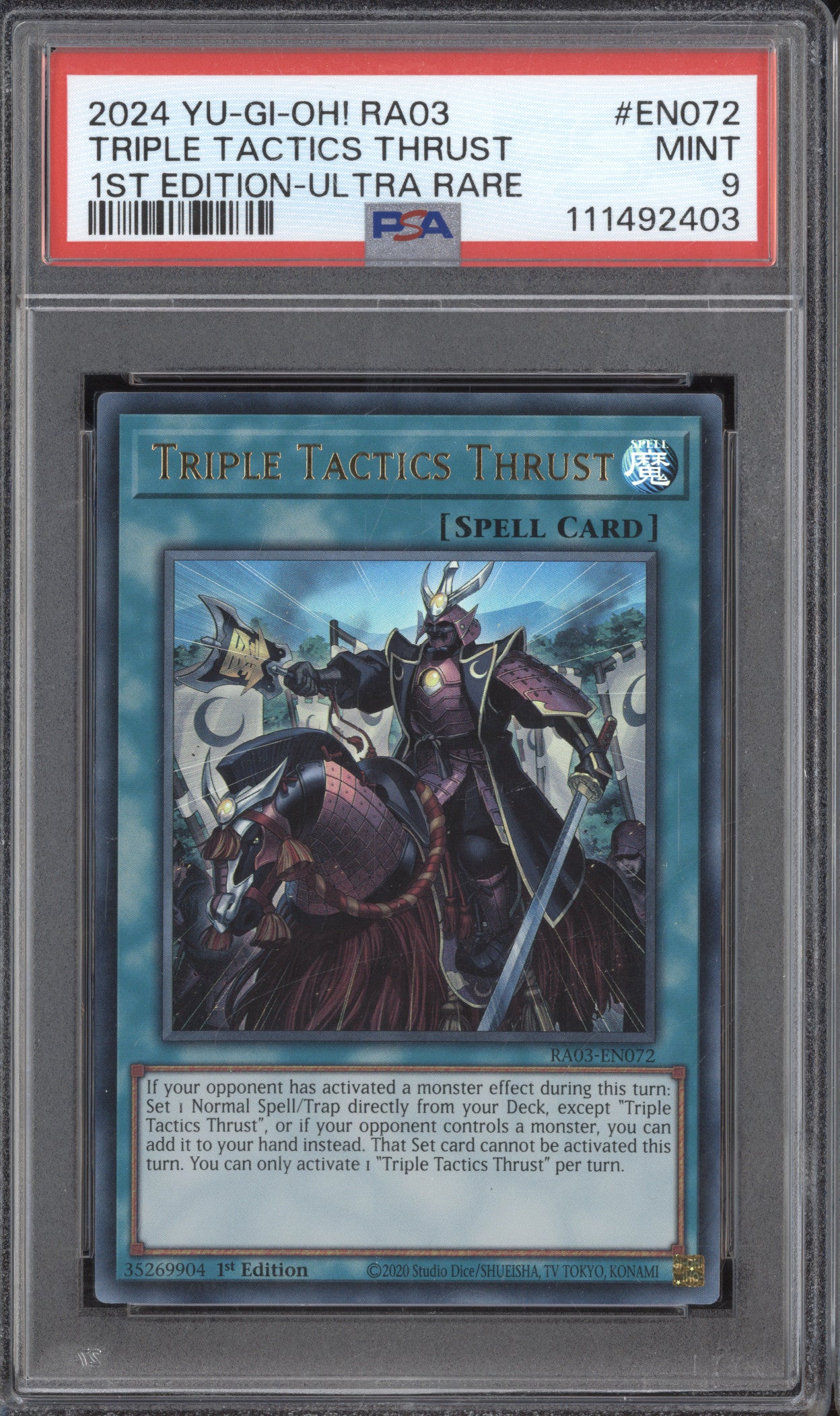 Triple Tactics Thrust YuGiOh Quarter Century Bonanza RA03-EN072 1st Ed UR PSA 9