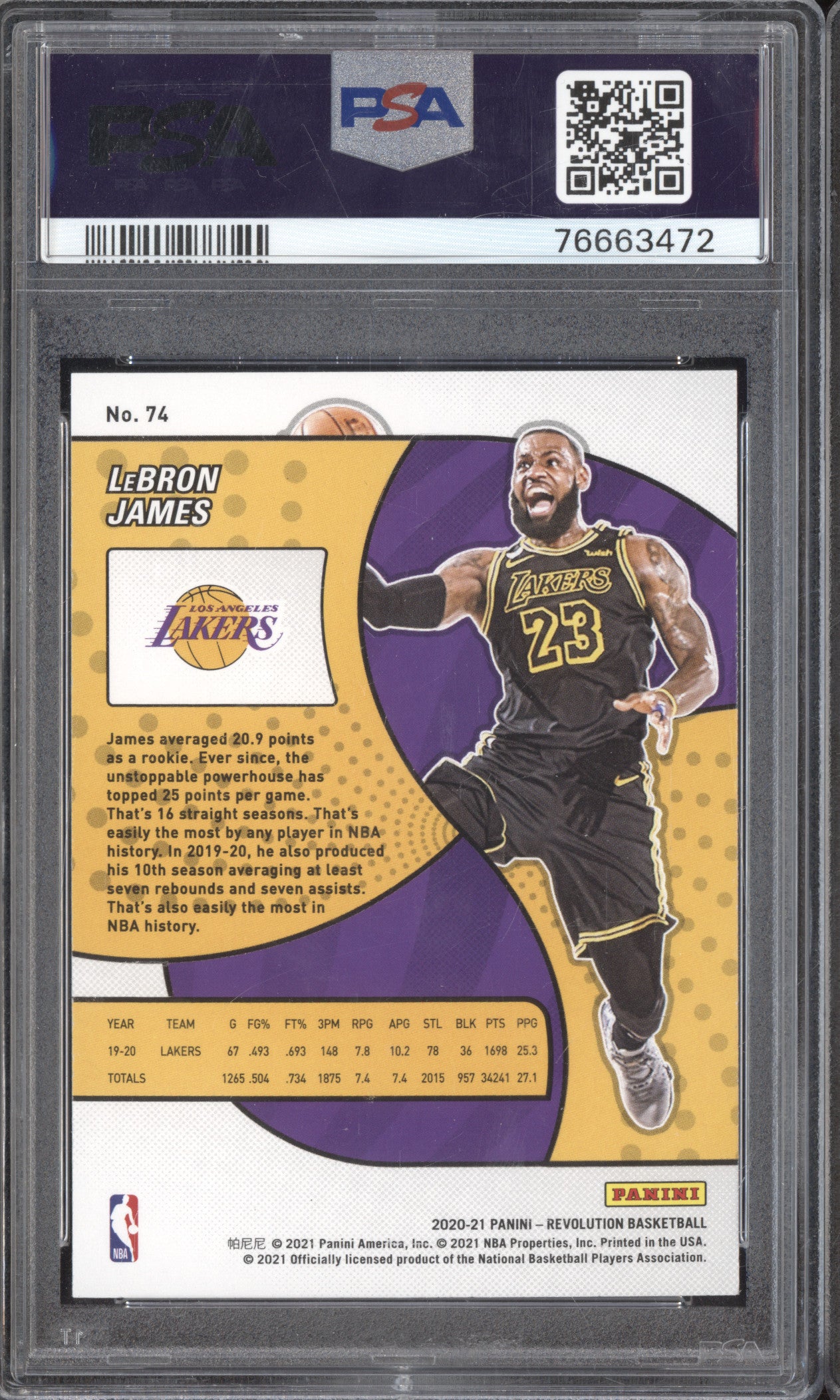 LeBron James 2020-21 Panini Revolution 74 PSA 9