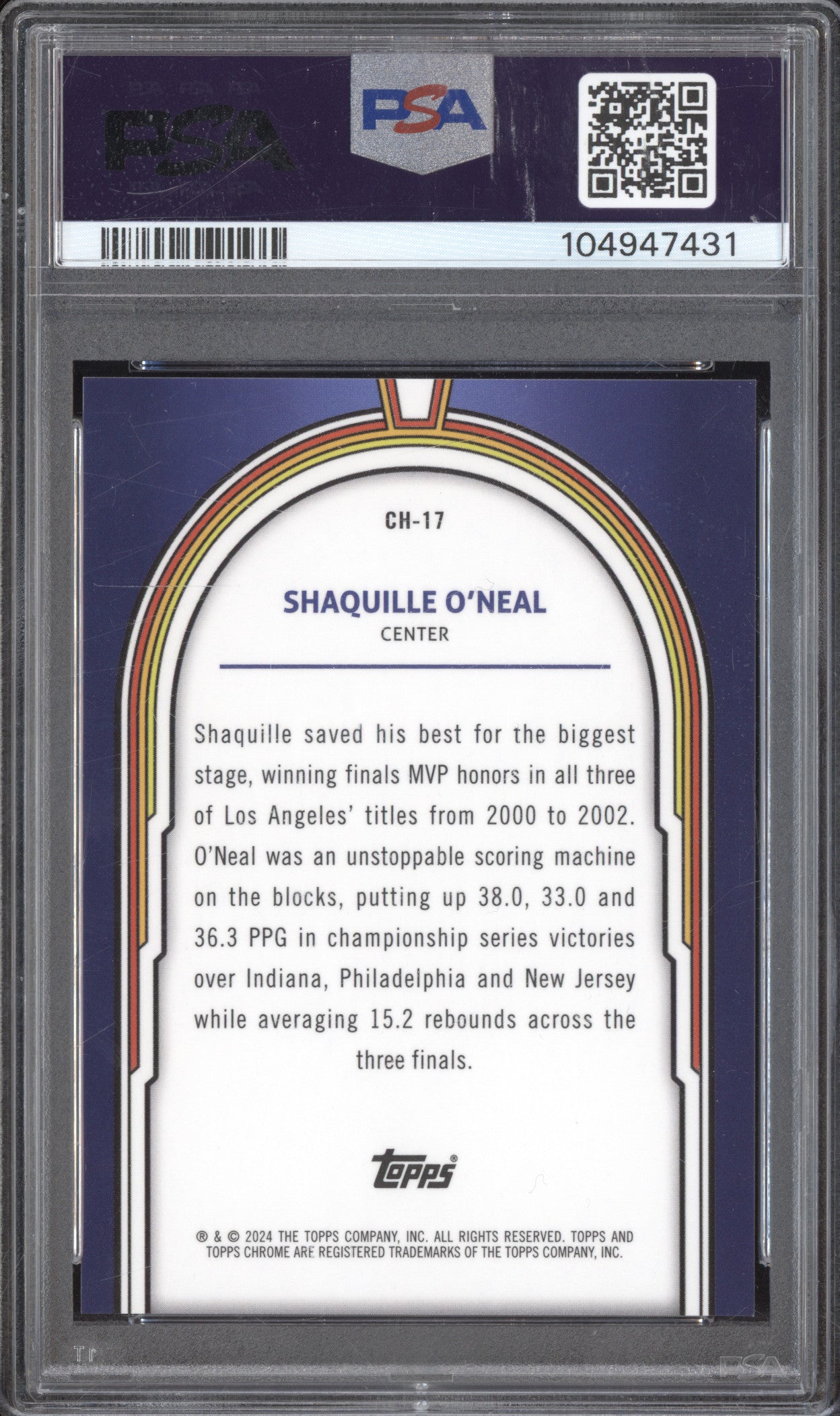 Shaquille O'Neal 2023-24 Topps Cosmic Chrome CH-17 Cosmic Heroes PSA 9