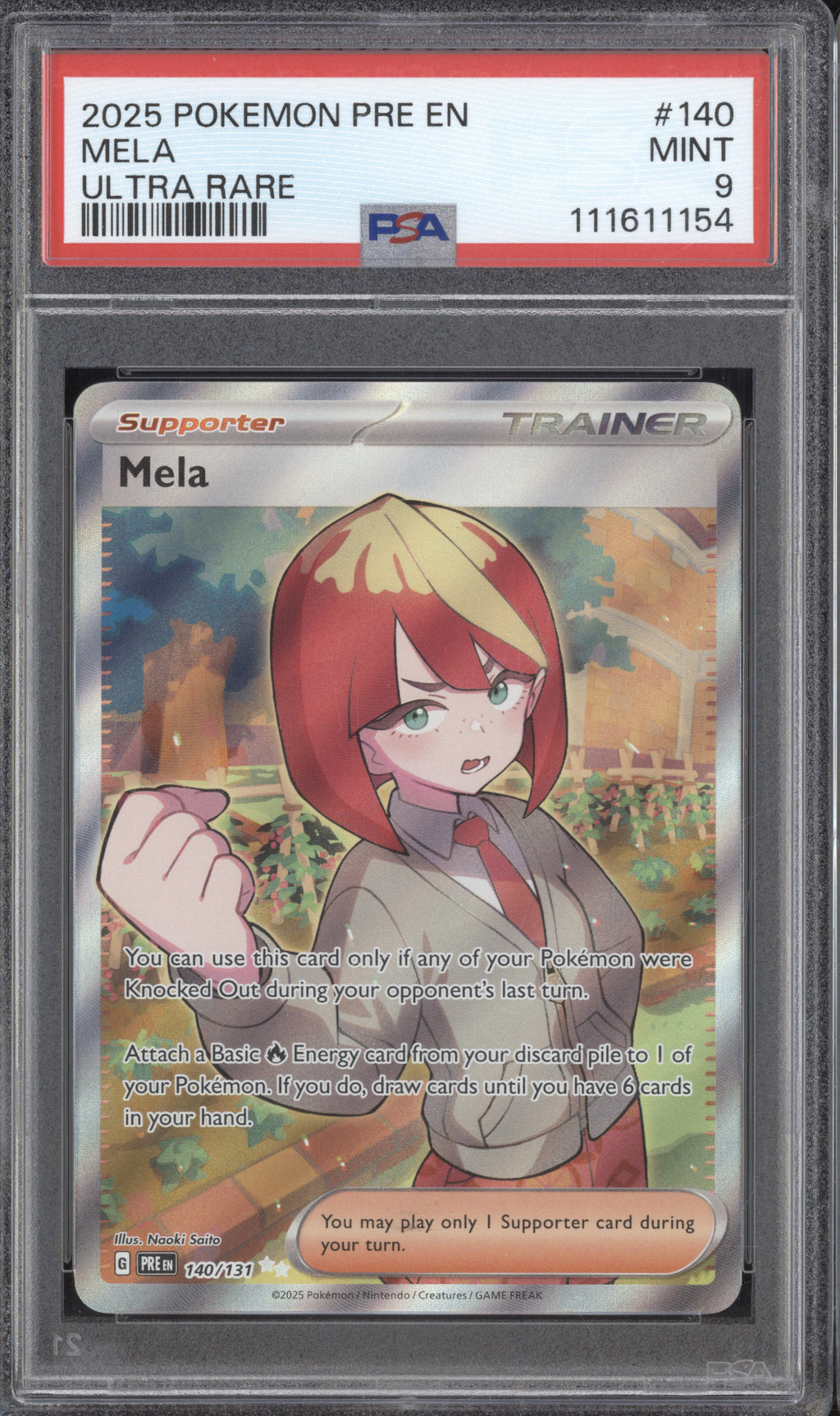 Mela 2025 Pokemon Prismatic Evolutions 140/131 Ultra Rare PSA 9