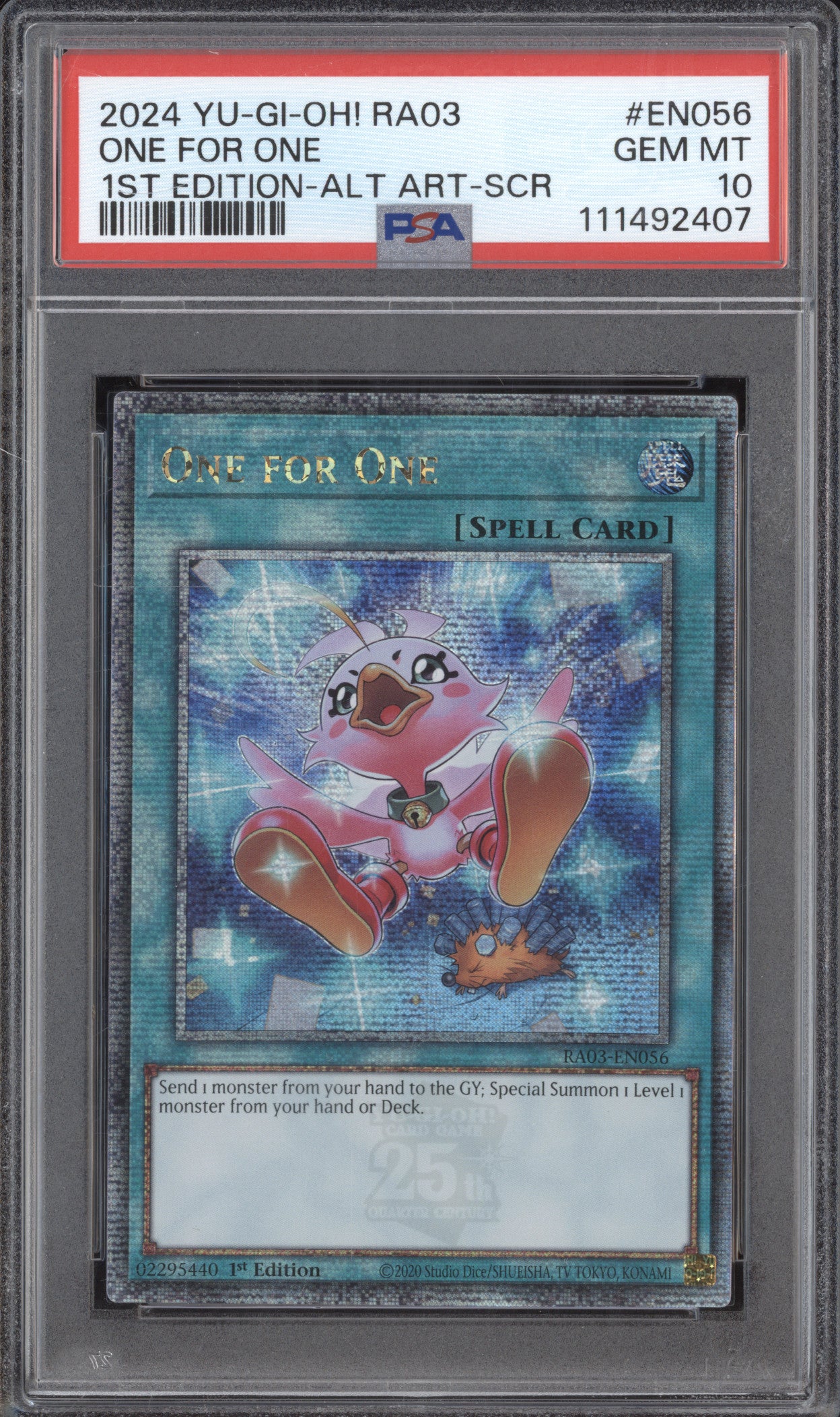 One for One YuGiOh Quarter Century Bonanza RA03-EN056 1st Ed QCSR PSA 10