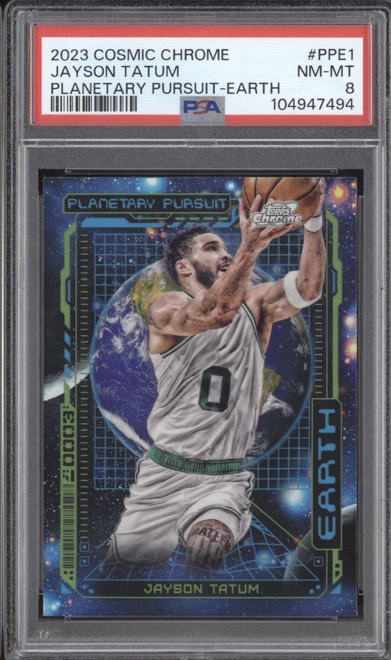 Jayson Tatum 2023-24 Topps 49+A32:N32 PPE-1 Planetary Pursuit Earth PSA 8