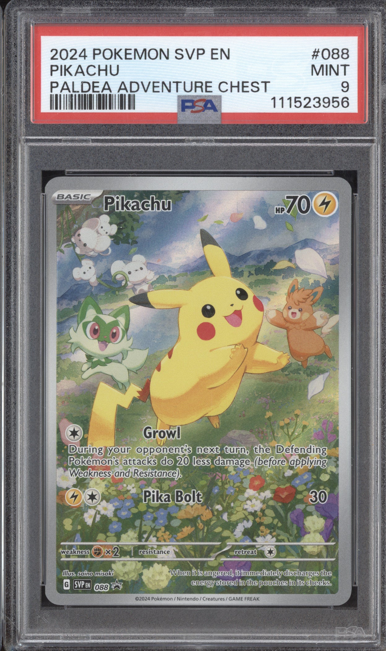 Pikachu 2024 Pokemon Scarlet & Violet Promos 088 Black Star Promo PSA 9