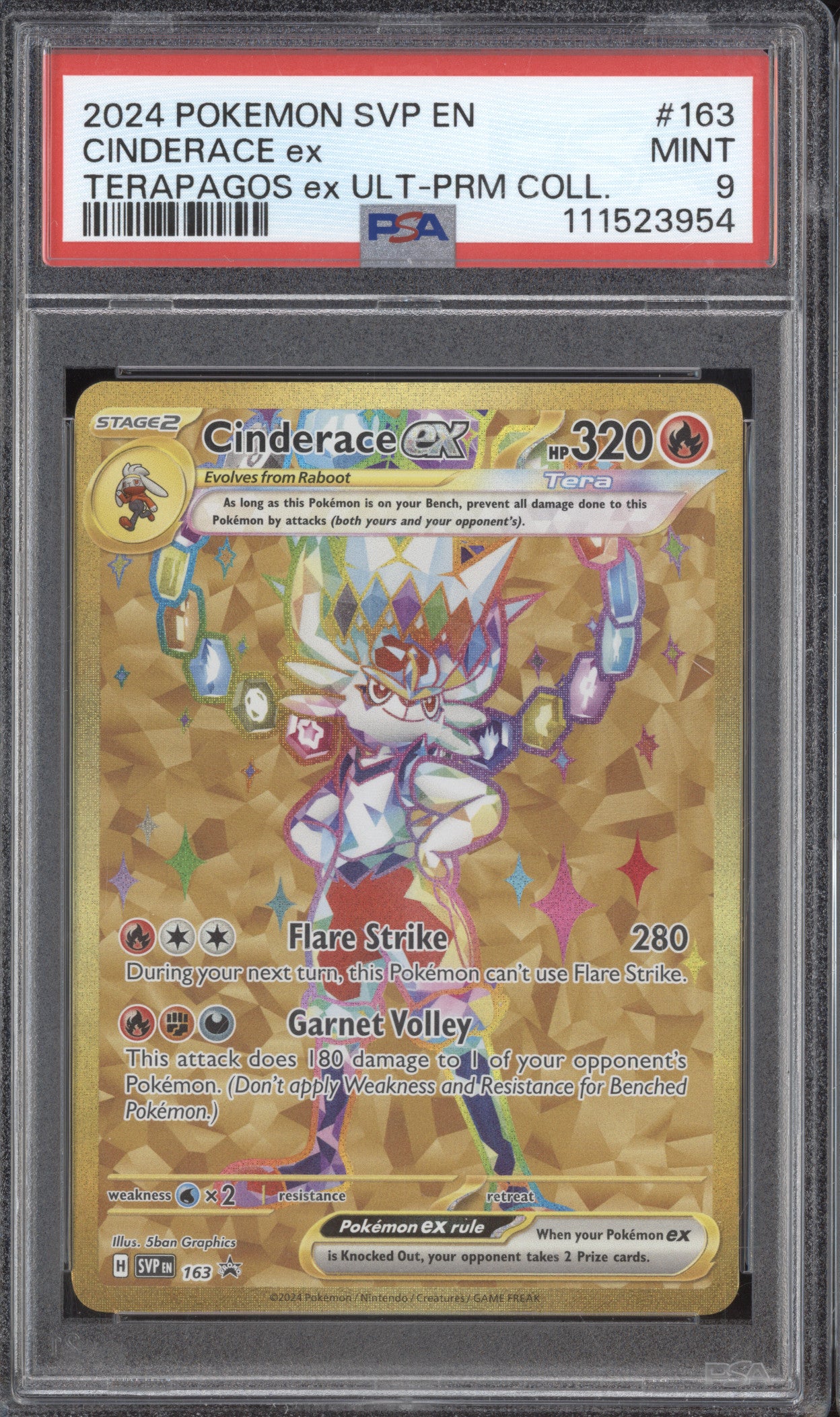 Cinderace ex 2024 Pokemon Scarlet & Violet Promos 163 Ultra Premium Collection PSA 9