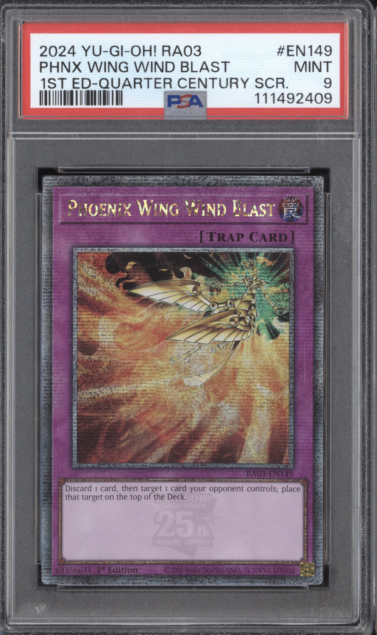 Phoenix Wing Wind Blast YuGiOh Quarter Century Bonanza EN149 1st Ed QCSR PSA 9