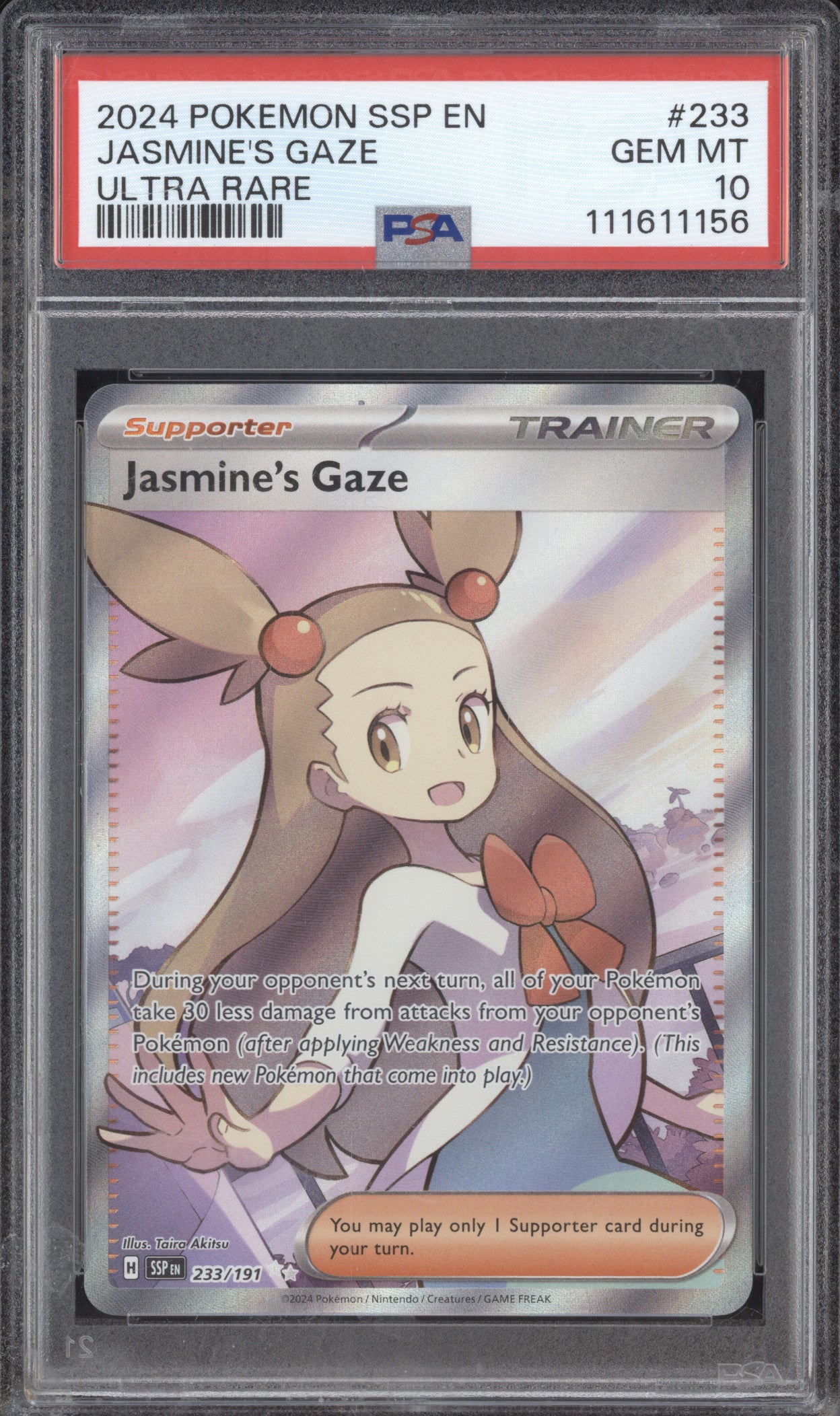 Jamine's Gaze 2024 Pokemon Surging Sparks 223/191 Ultra Rare PSA 10
