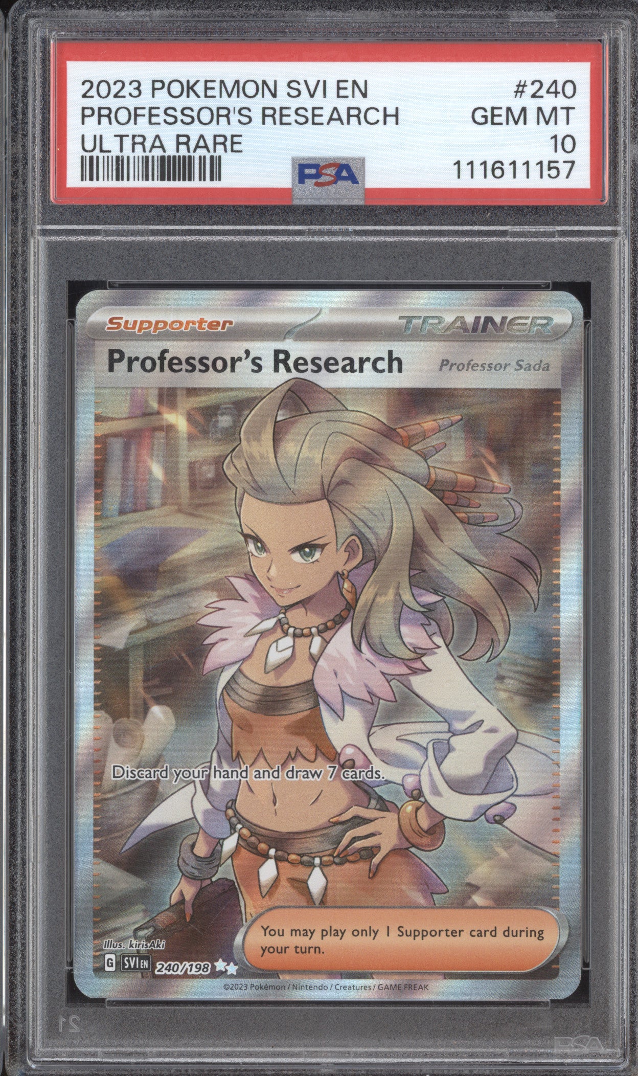 Professor's Research 2023 Pokemon Scarlet & Violet 240/198 Ultra Rare PSA 10