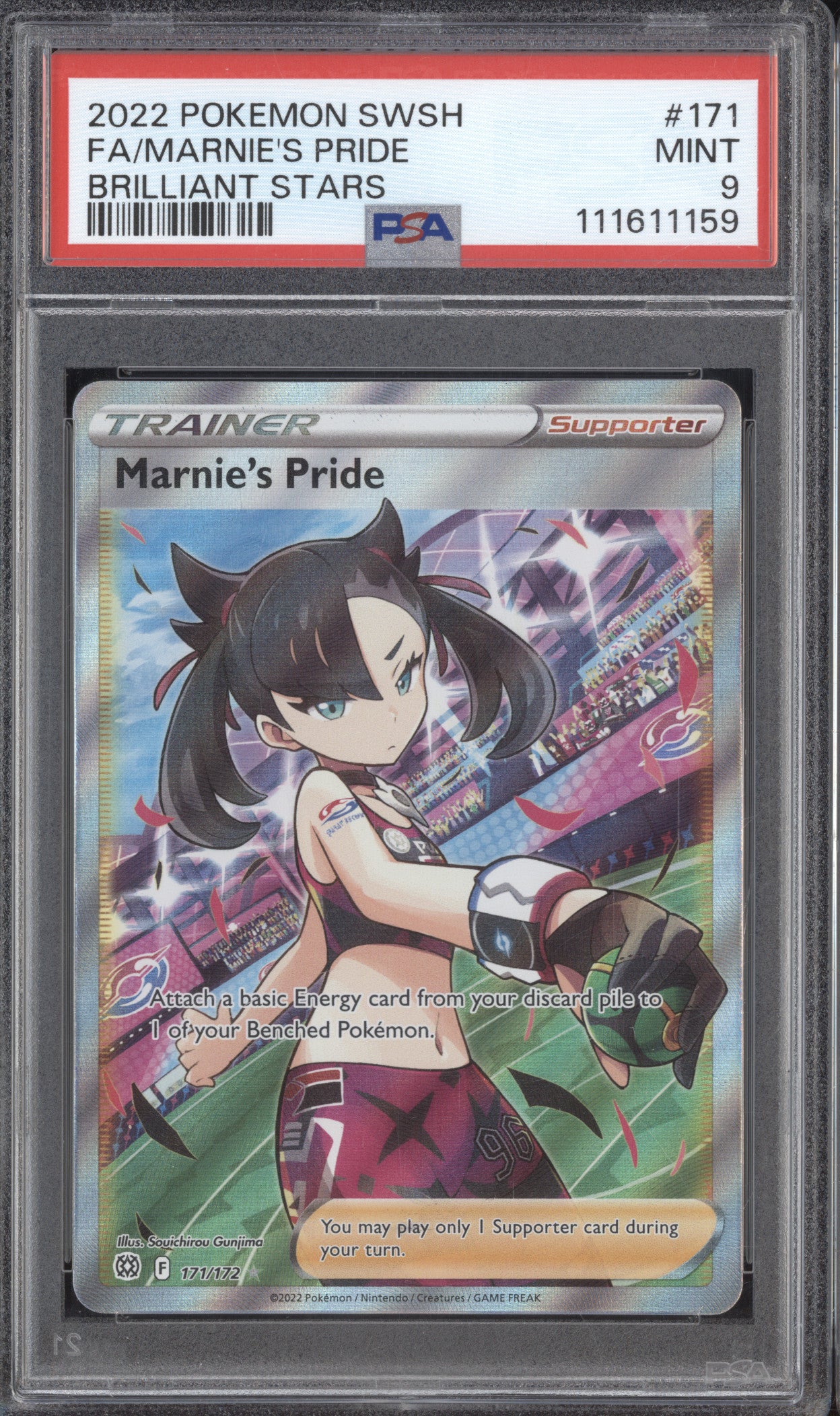 Marnie's Pride 2022 Pokemon Brilliant Stars 171/172 Full Art PSA 9