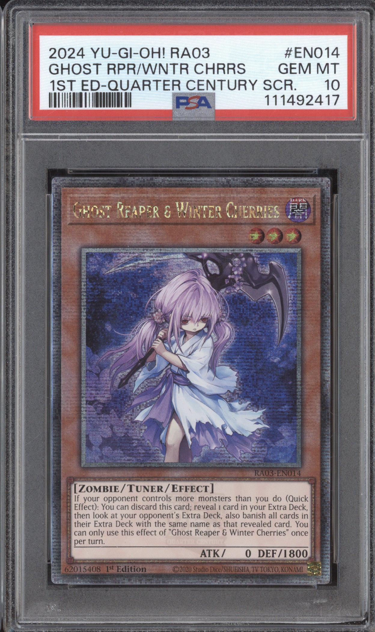 Ghost Reaper & Winter Cherries YuGiOh QC Bonanza RA03-EN014 1st Ed QCSR PSA 10
