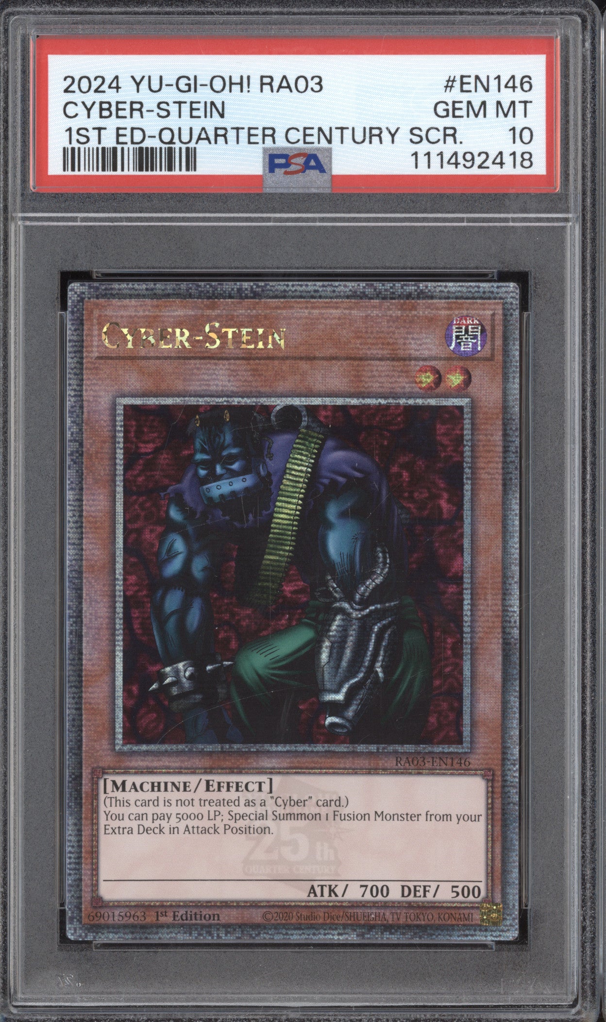 Cyber Stein YuGiOh Quarter Century Bonanza RA03-EN146 1st Ed QCSR PSA 10