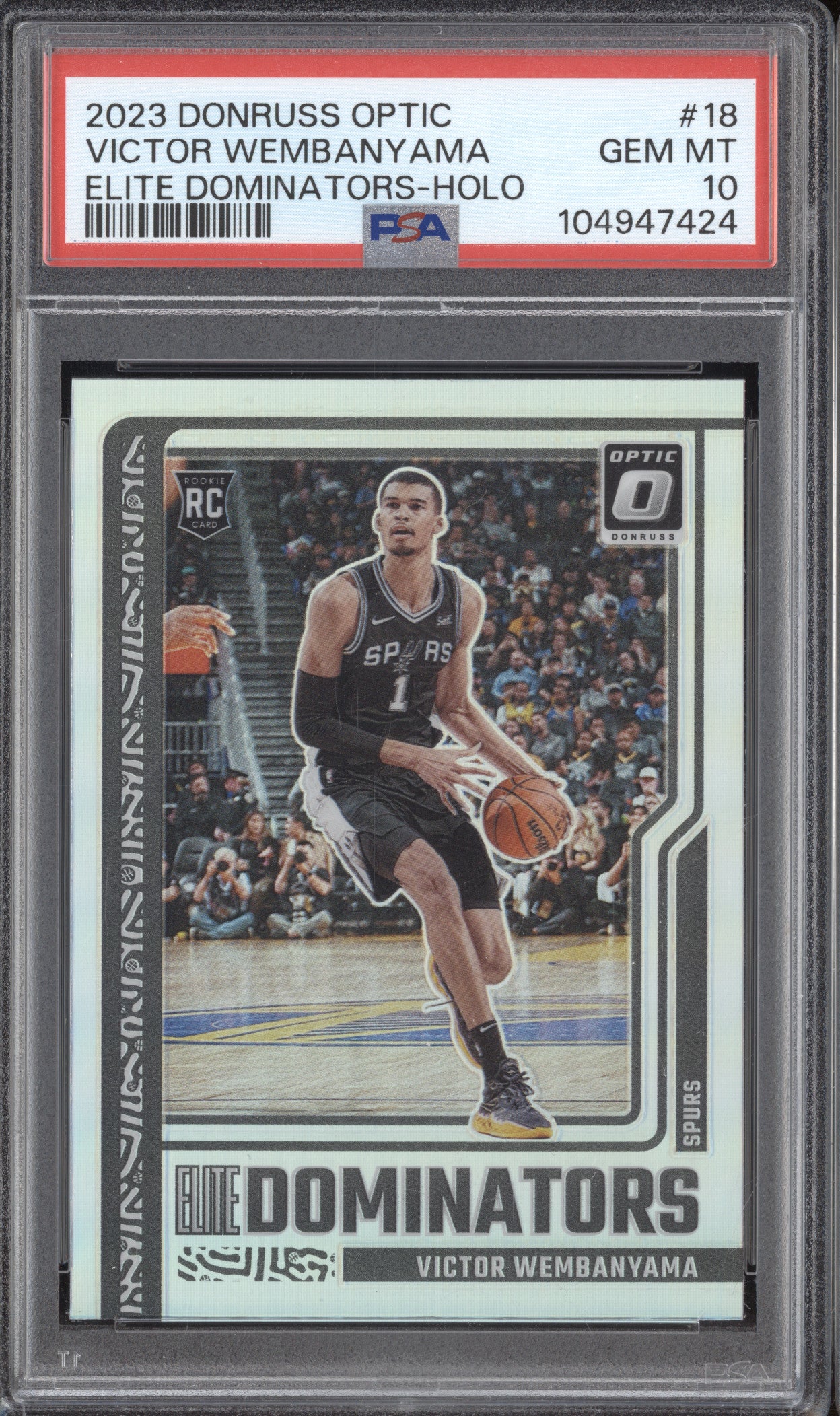 Victor Wembanyama 2023-24 Panini Donruss Optic Elite Dominators Holo RC PSA 10