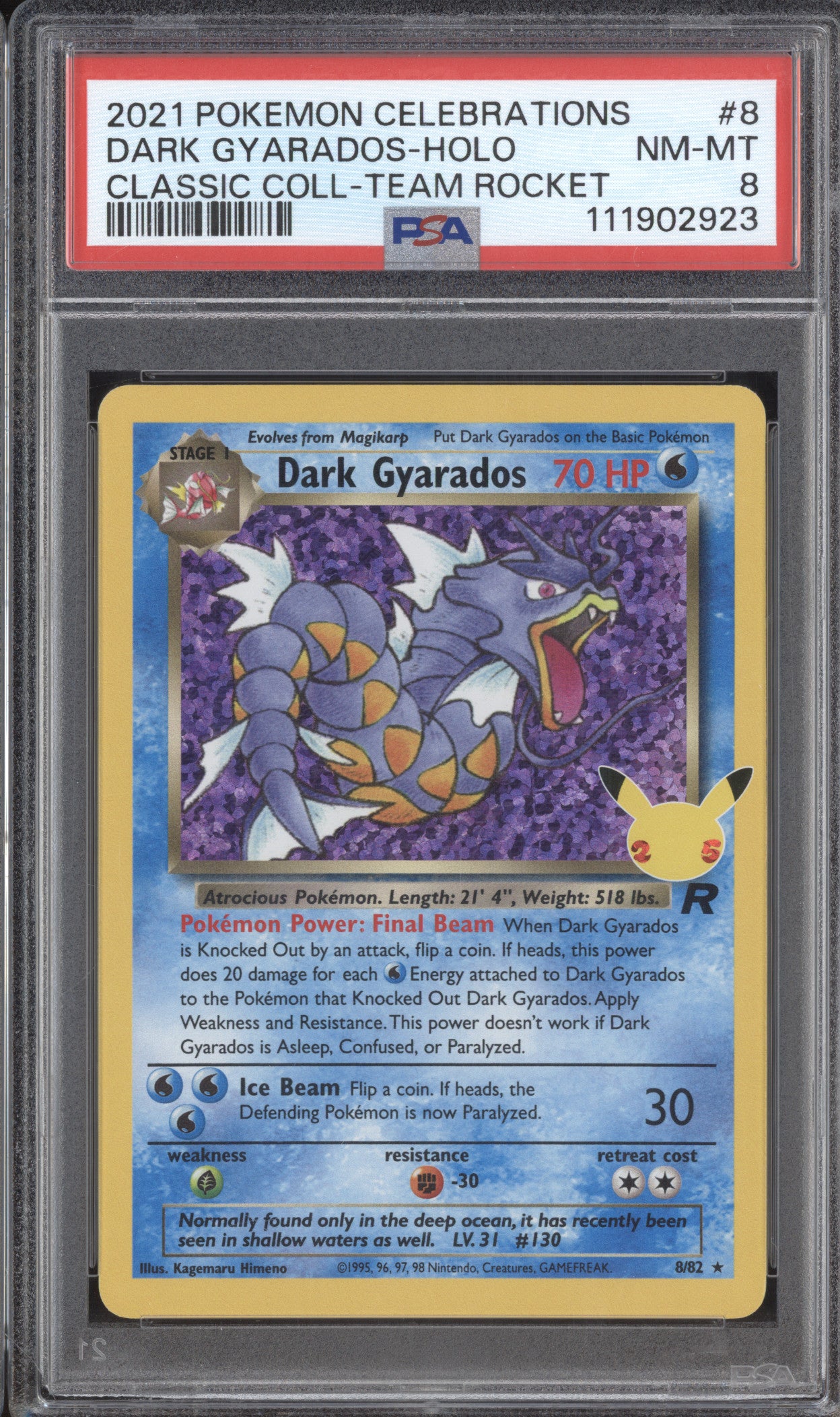 Dark Gyarados 2021 Pokemon Celebrations 8/82 Classic Collection Holo PSA 8