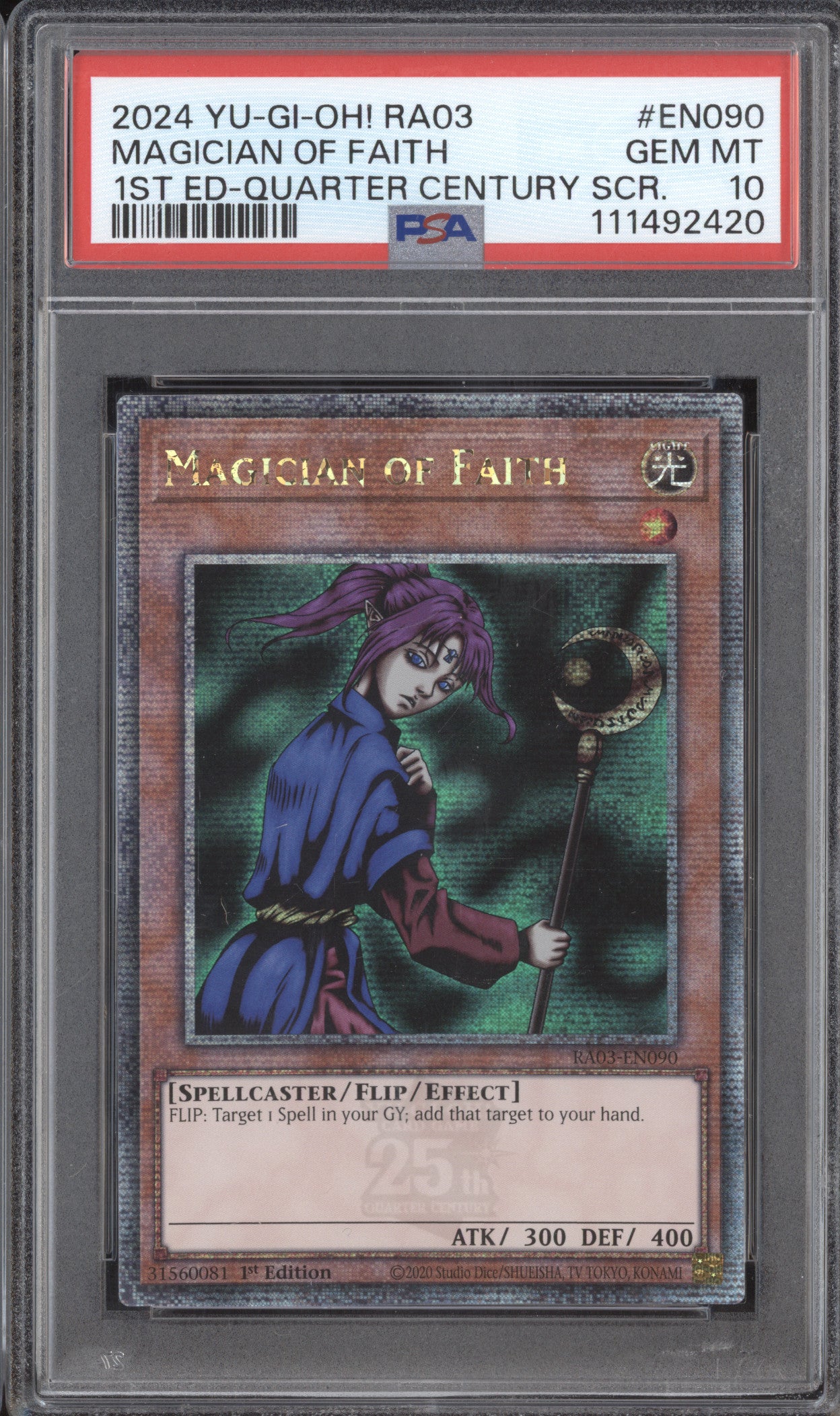 Magician of Faith YuGiOh Quarter Century Bonanza EN090 1st Ed QCSR PSA 10
