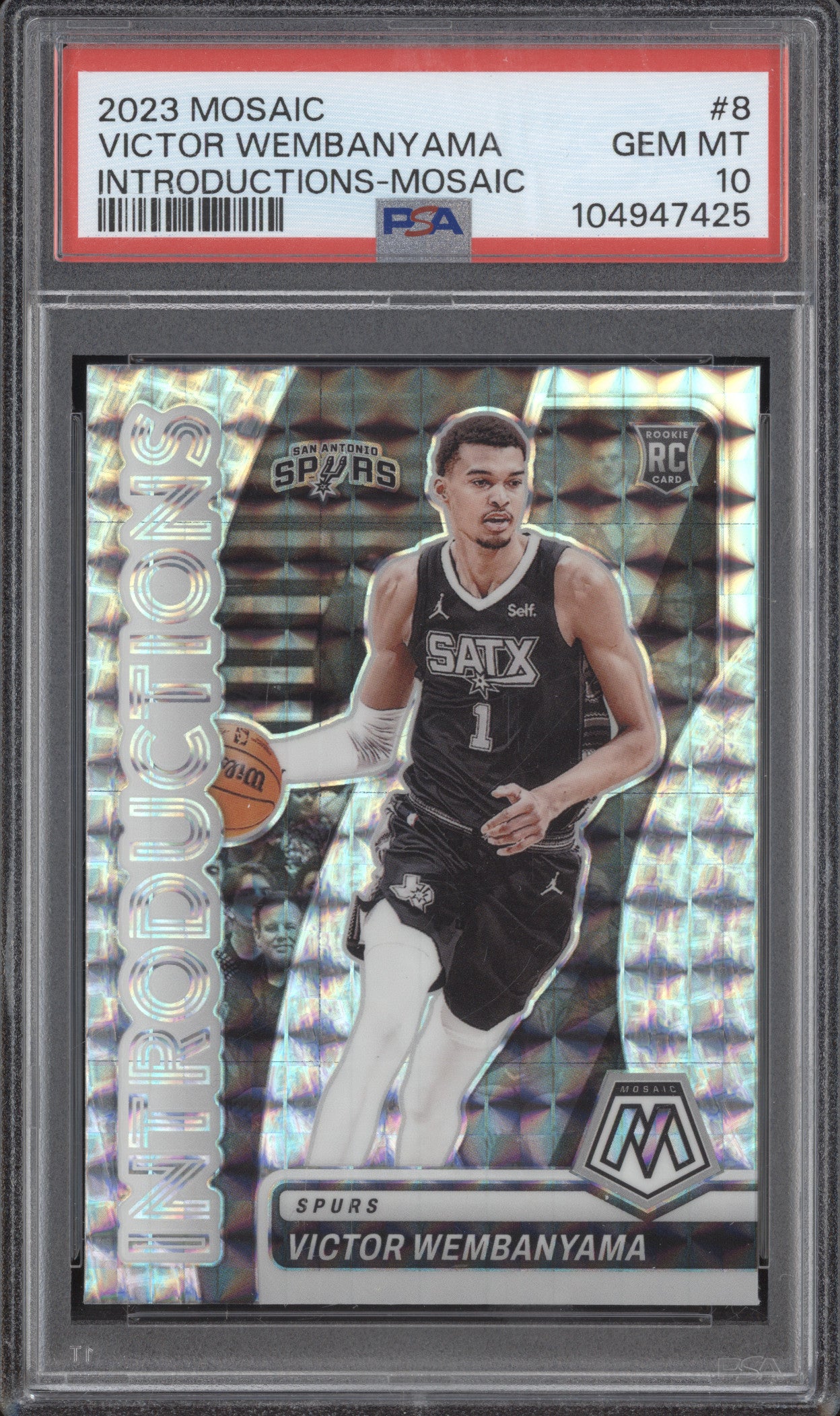 Victor Wembanyama 2023-24 Panini Mosaic 8 Introductions Mosaic RC PSA 10